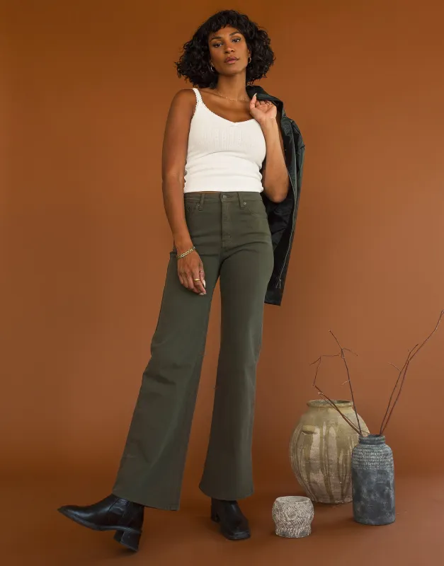 LILY WIDE LEG JEANS / VERT FONCE sold by Yoga Jeans