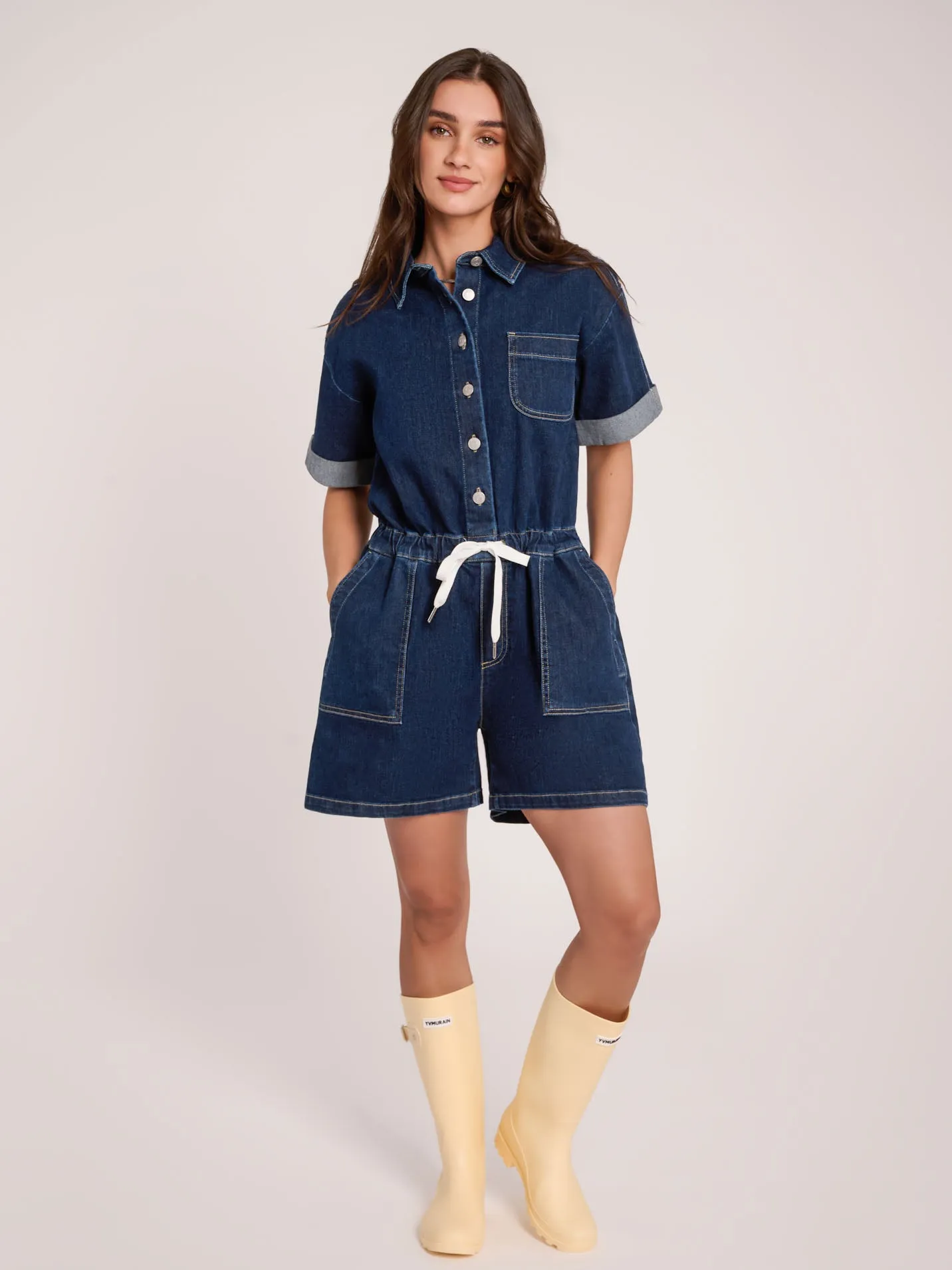 SHORT ROMPER / BOTANICAL BLUE sold by Yoga Jeans product image thumbnail 3