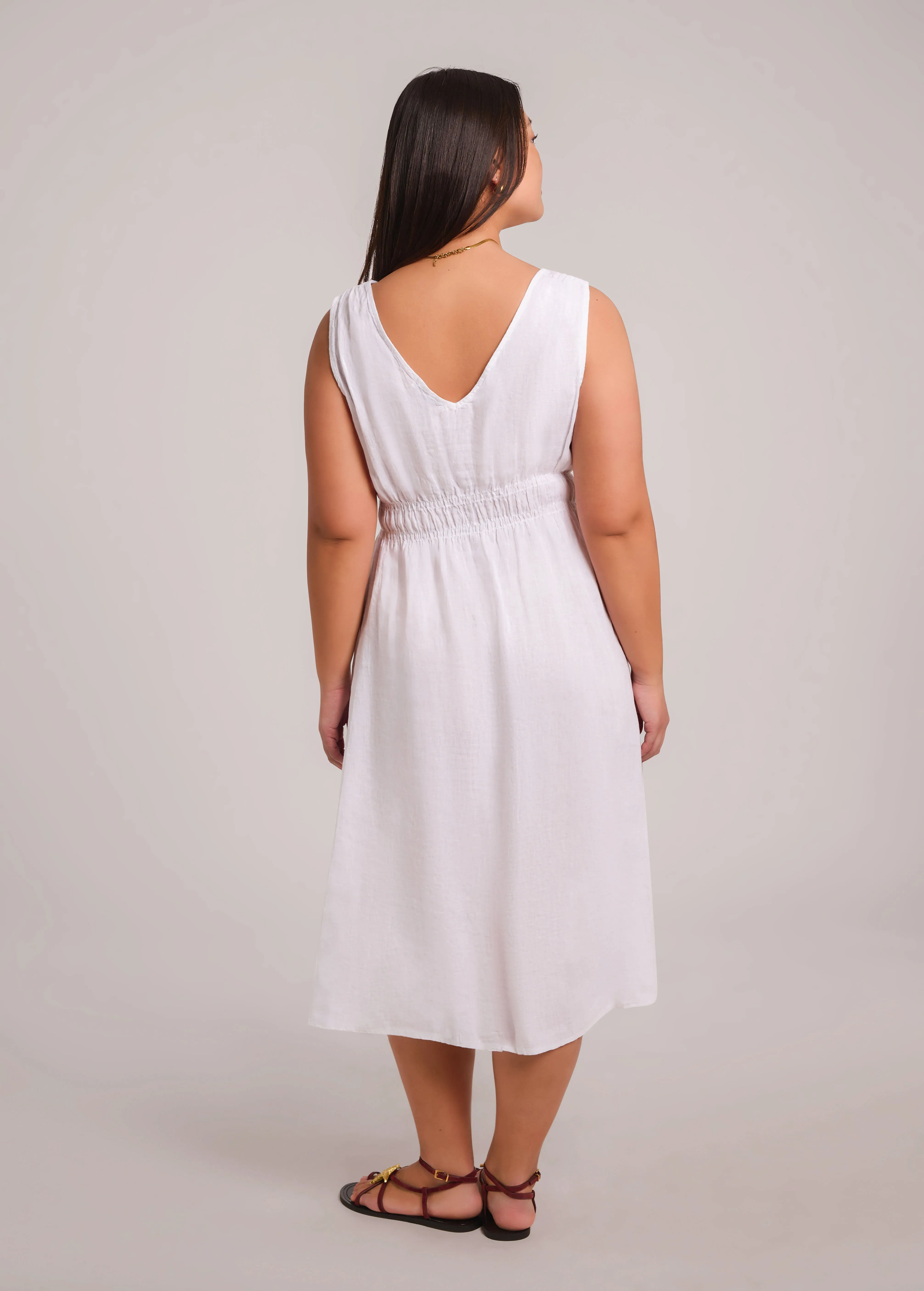 LUNA MIDI LINEN DRESS / WHITE sold by Yoga Jeans product image thumbnail 4