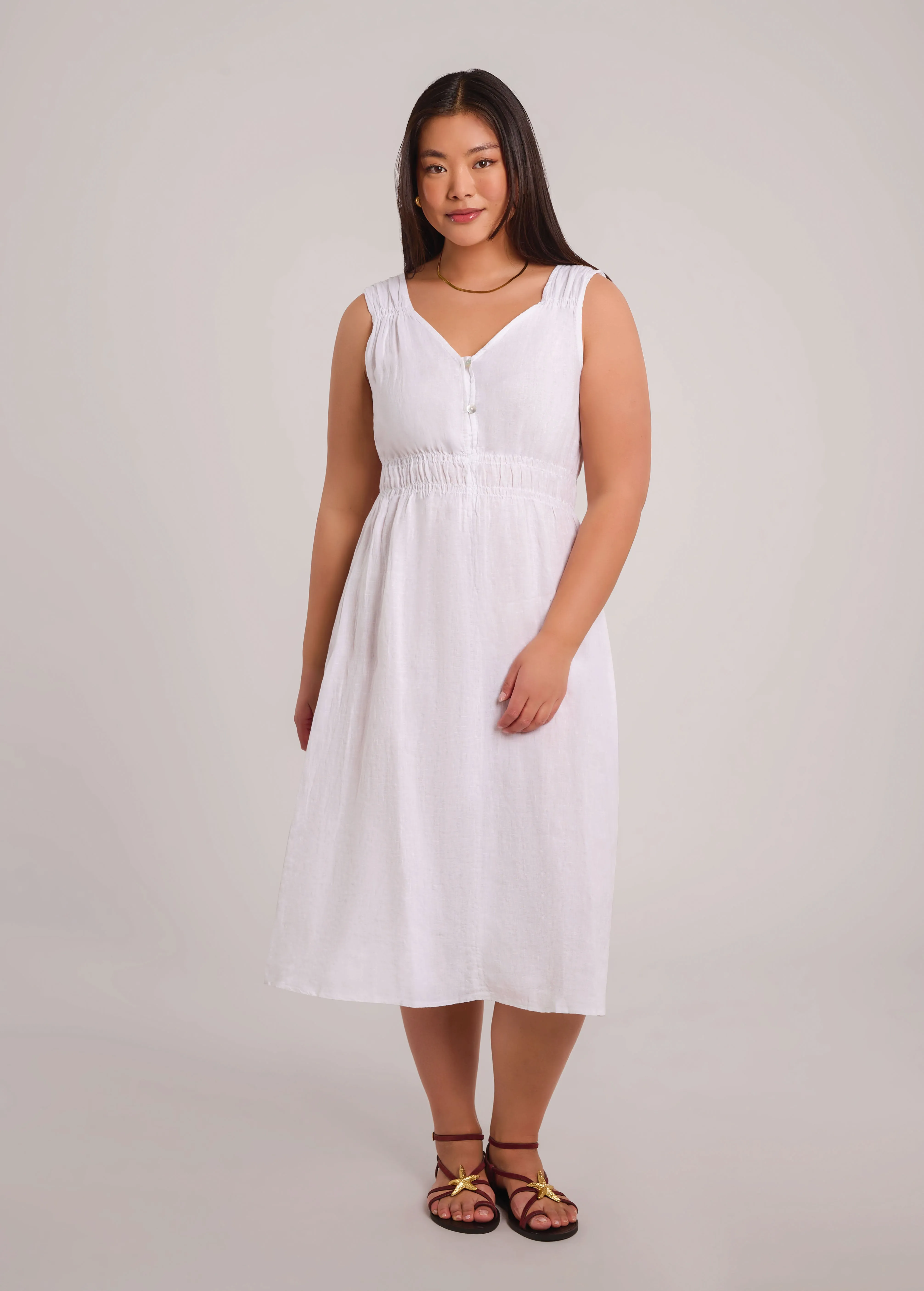 LUNA MIDI LINEN DRESS / WHITE sold by Yoga Jeans product image thumbnail 2