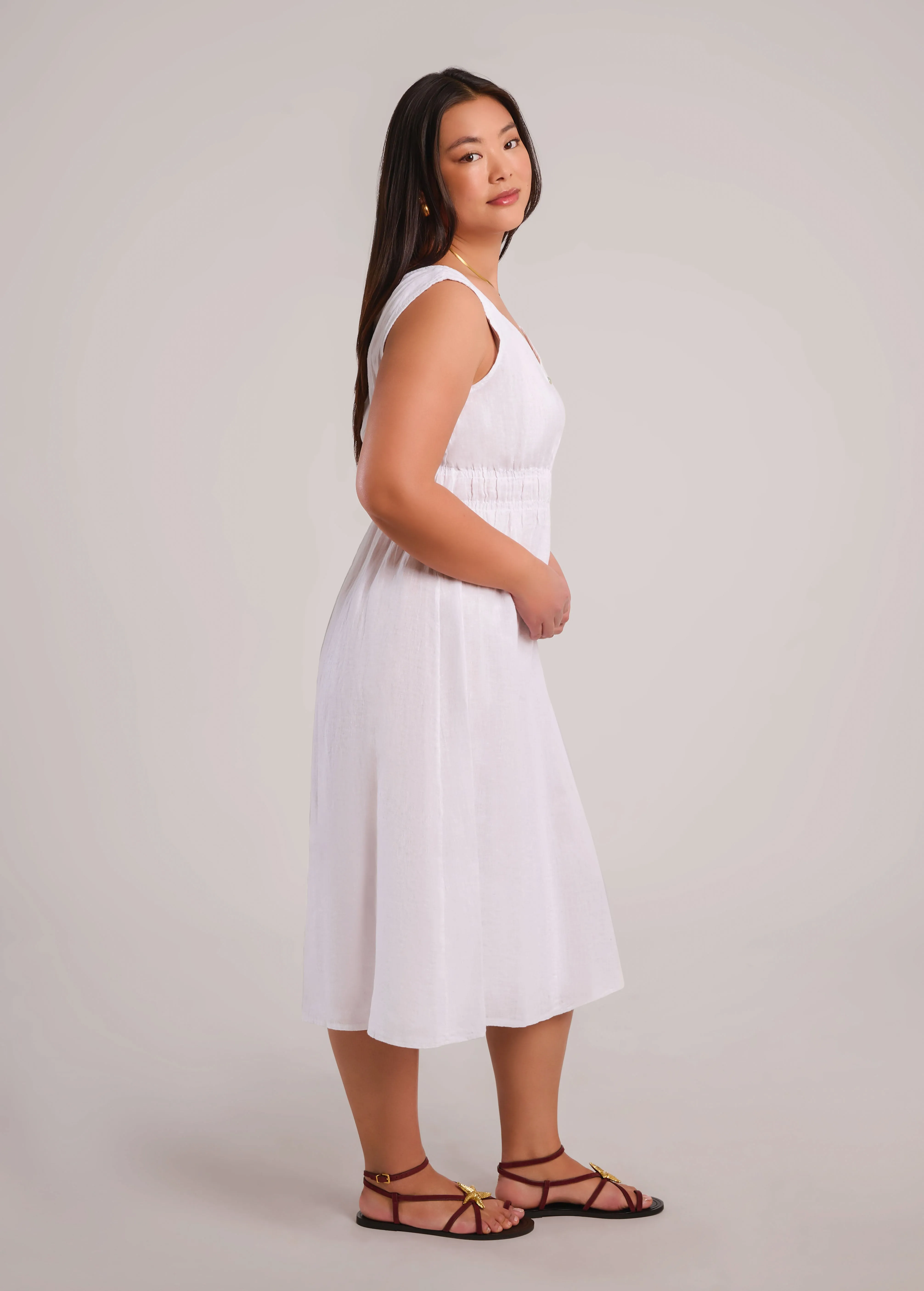LUNA MIDI LINEN DRESS / WHITE sold by Yoga Jeans product image thumbnail 3