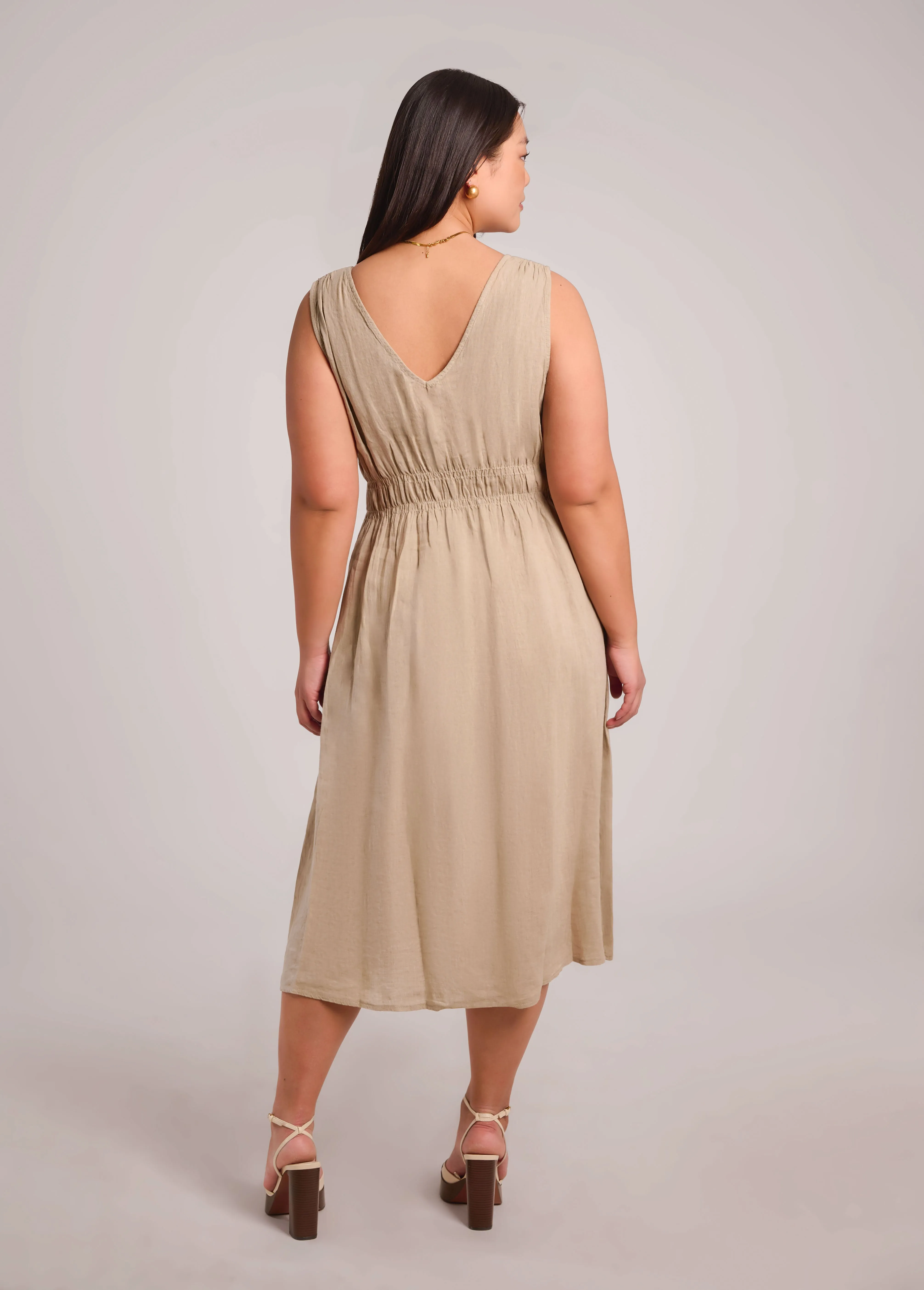 LUNA MIDI LINEN DRESS / SAND DUNE sold by Yoga Jeans product image thumbnail 4