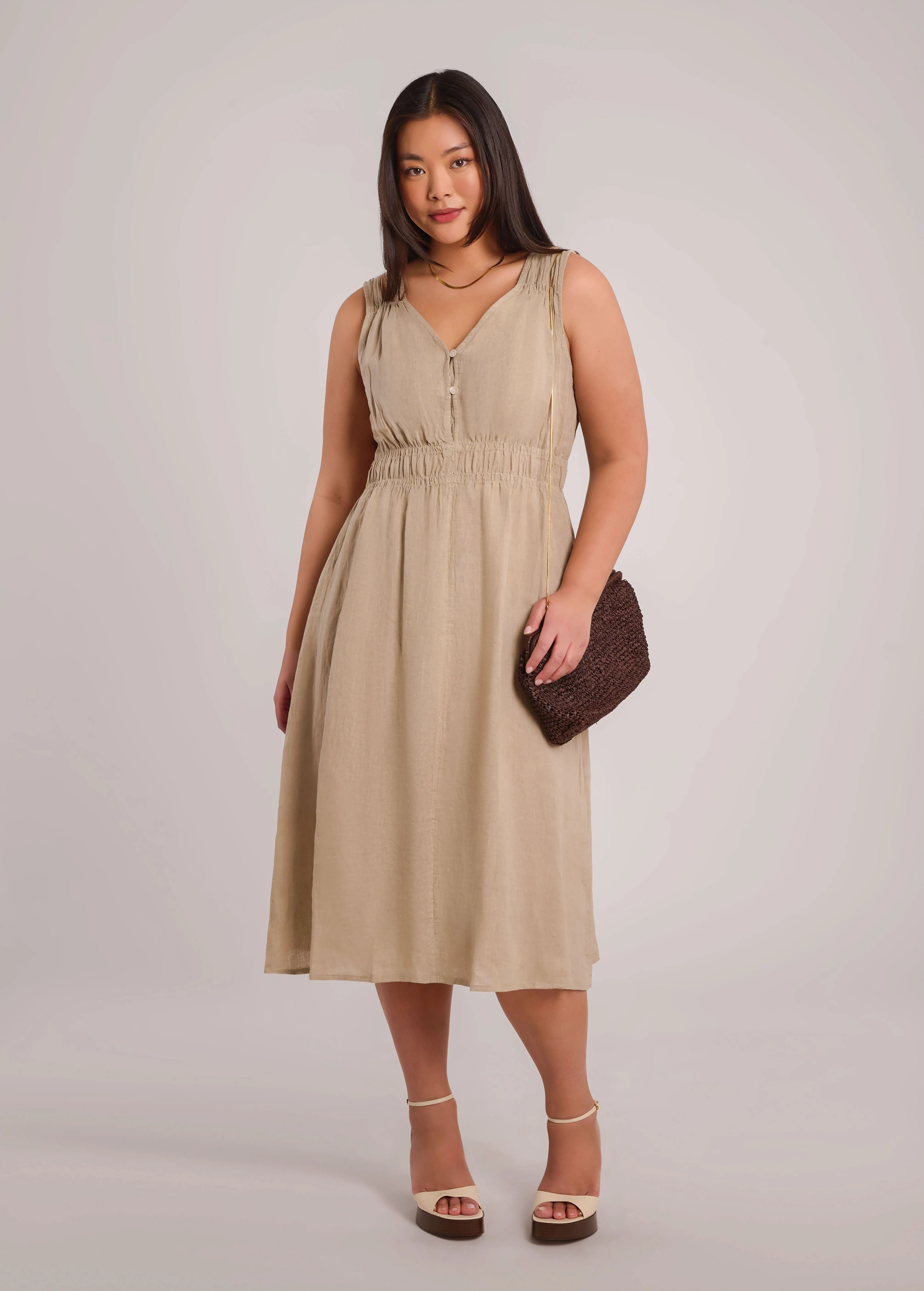 LUNA MIDI LINEN DRESS / SAND DUNE sold by Yoga Jeans product image thumbnail 2