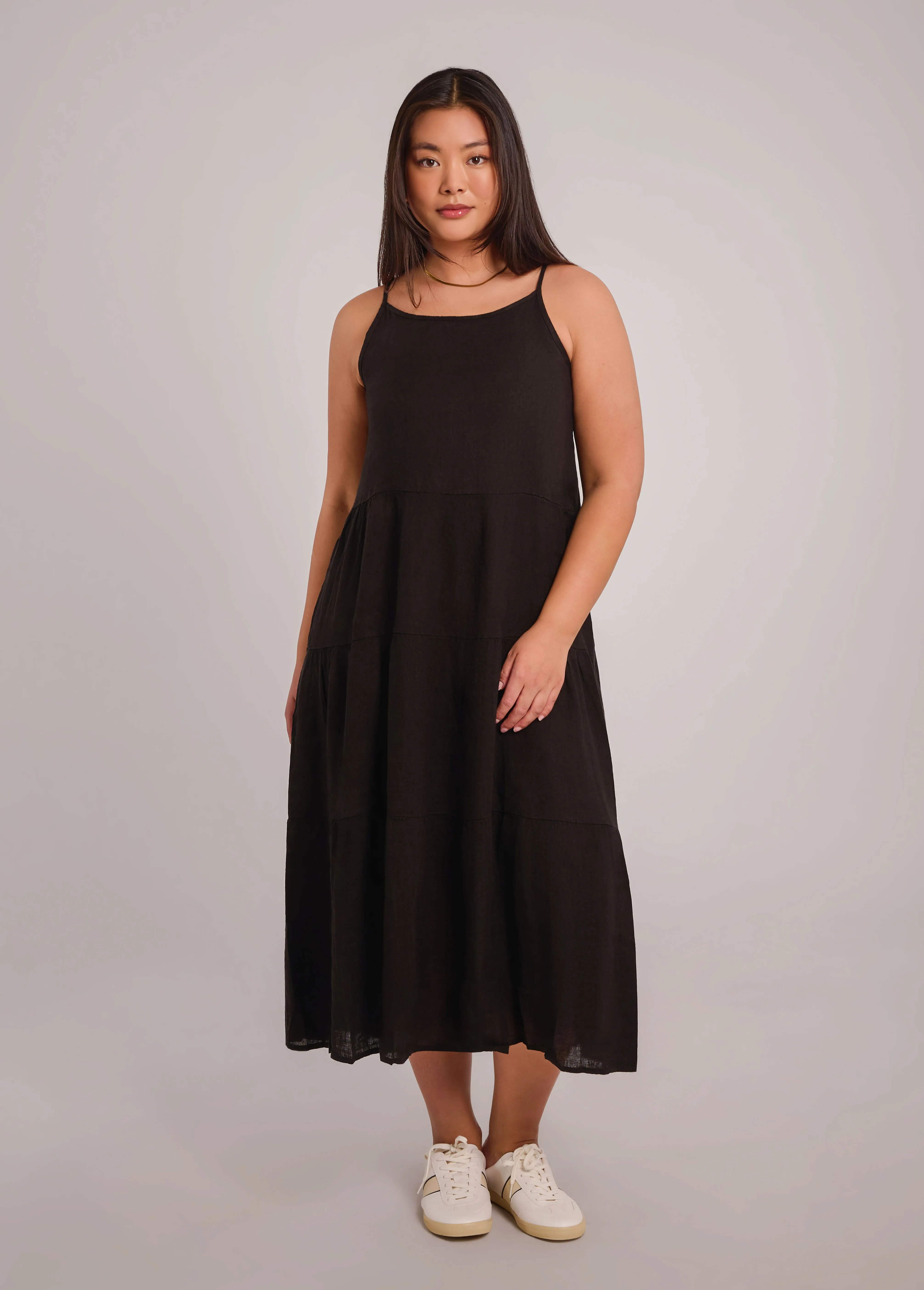 OPHELIA ANKLE GRAZING LINEN DRESS / BLACK sold by Yoga Jeans product image thumbnail 2