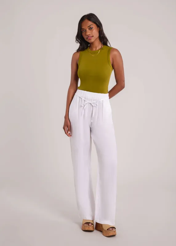 NORA BELTED LINEN TROUSERS / WHITE made by Yoga Jeans