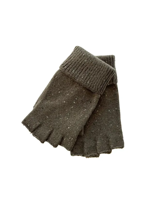 Dents | Speckled Half Finger Knit Glove | Olive sold by 18 Waits