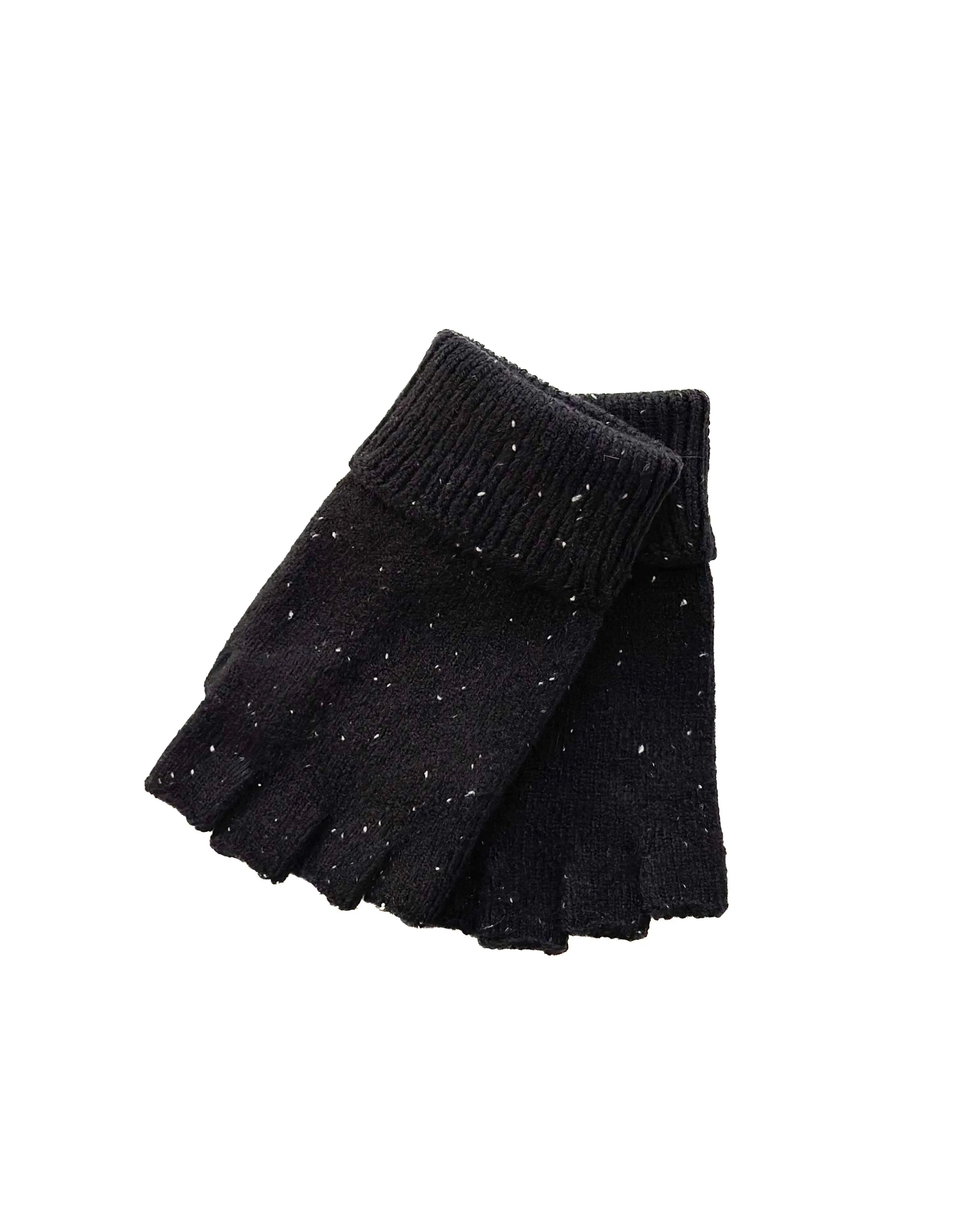 Dents | Speckled Half Finger Knit Glove | Black sold by 18 Waits
