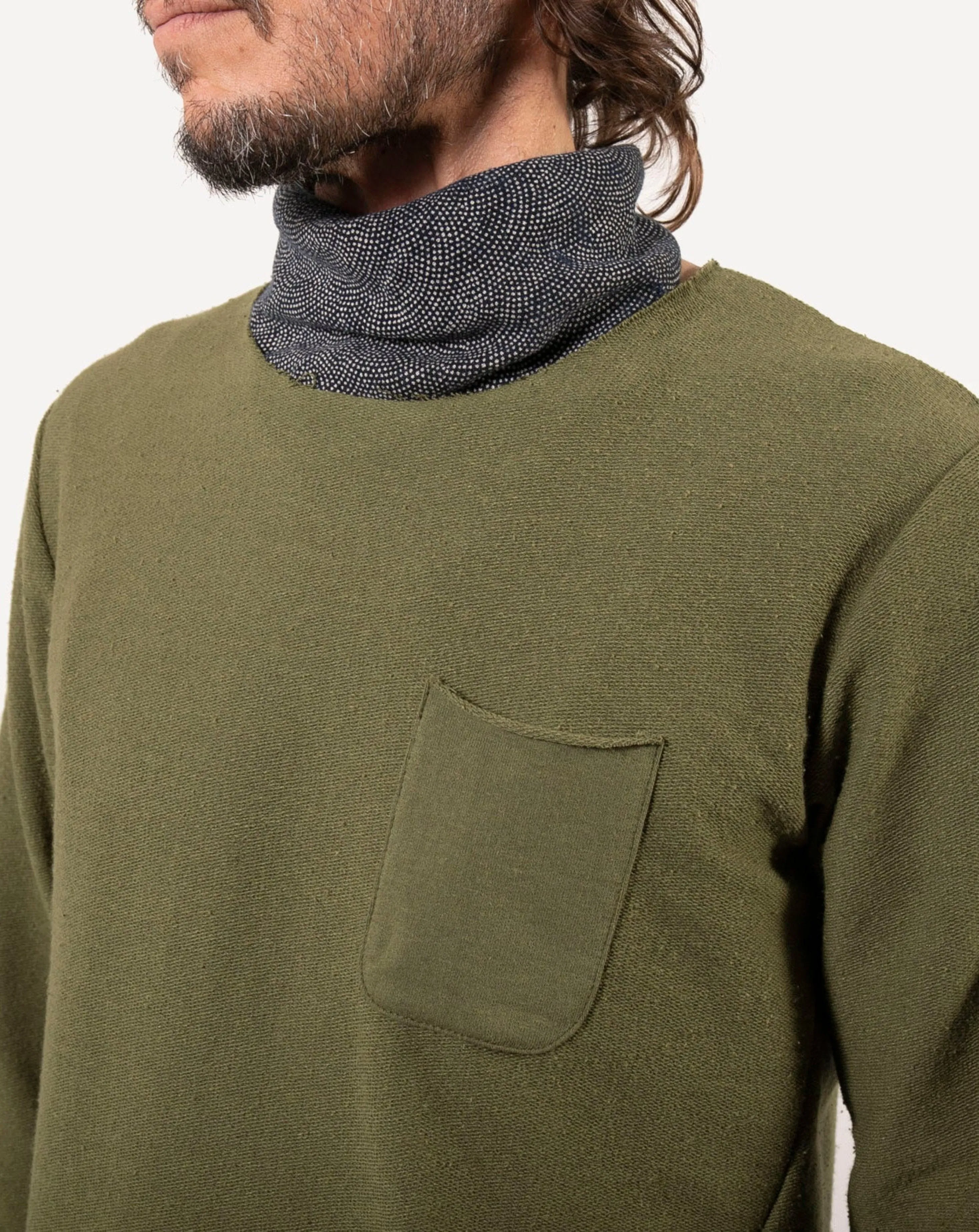 Long Sleeve Pocket Tee | Two-Tone Olive Terry sold by 18 Waits product image thumbnail 4