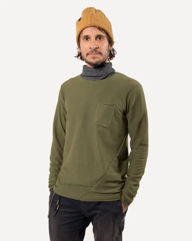 Long Sleeve Pocket Tee | Two-Tone Olive Terry sold by 18 Waits