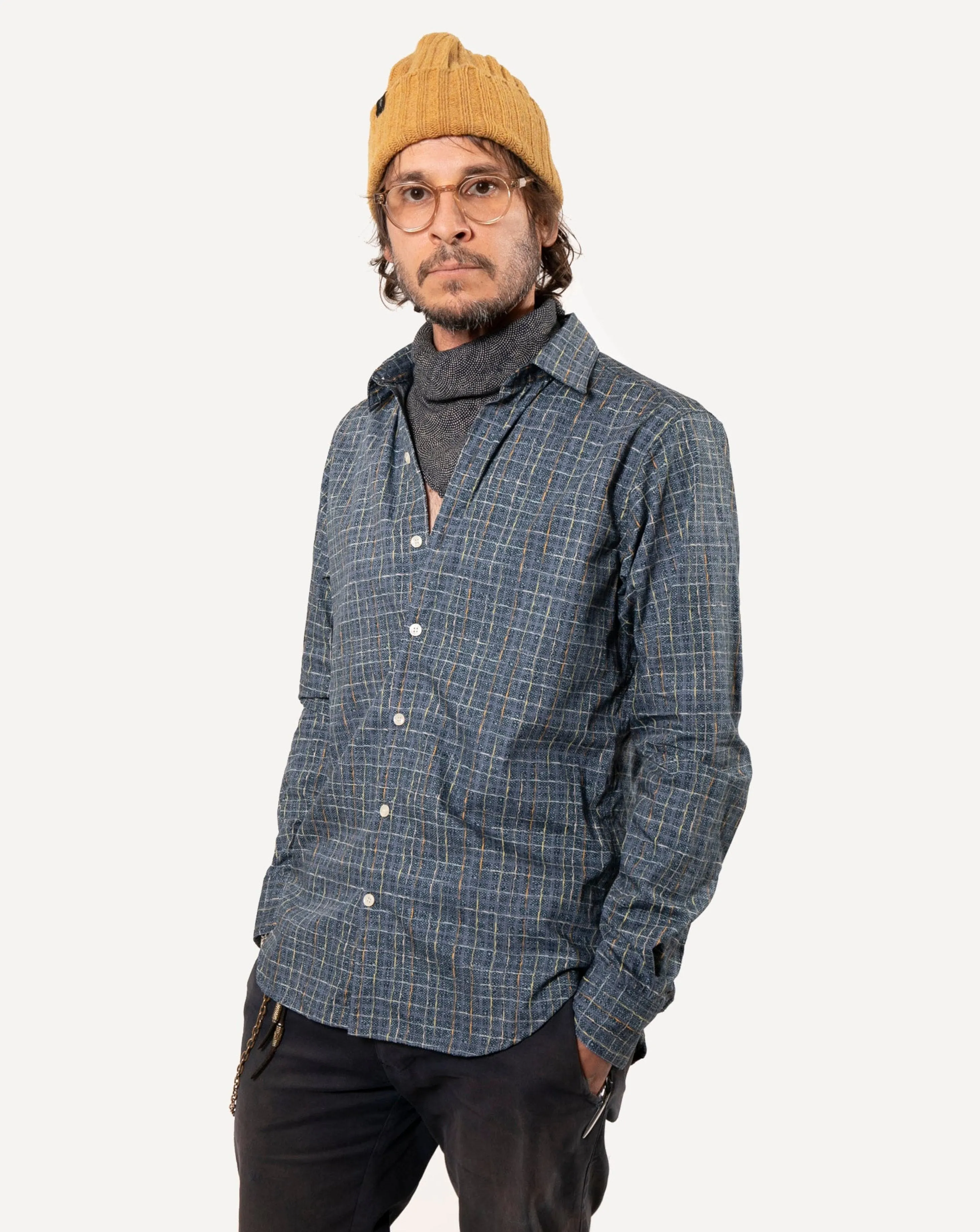 Long Sleeve Dylan | Tweed Indigo sold by 18 Waits