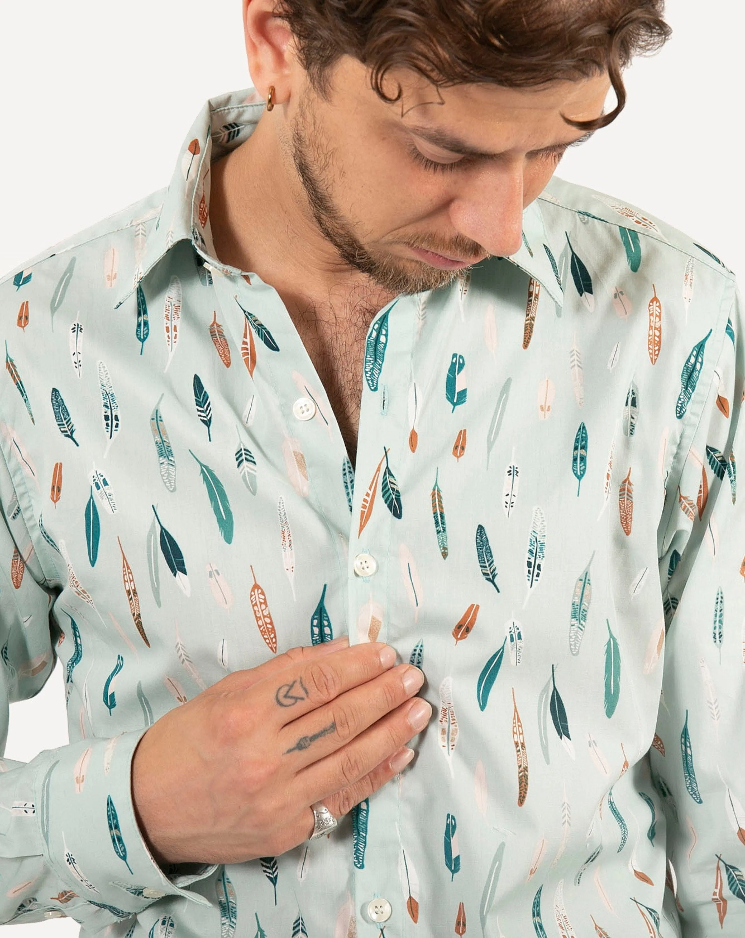 Long Sleeve Dylan Shirt | Metallic Feathers sold by 18 Waits product image thumbnail 4