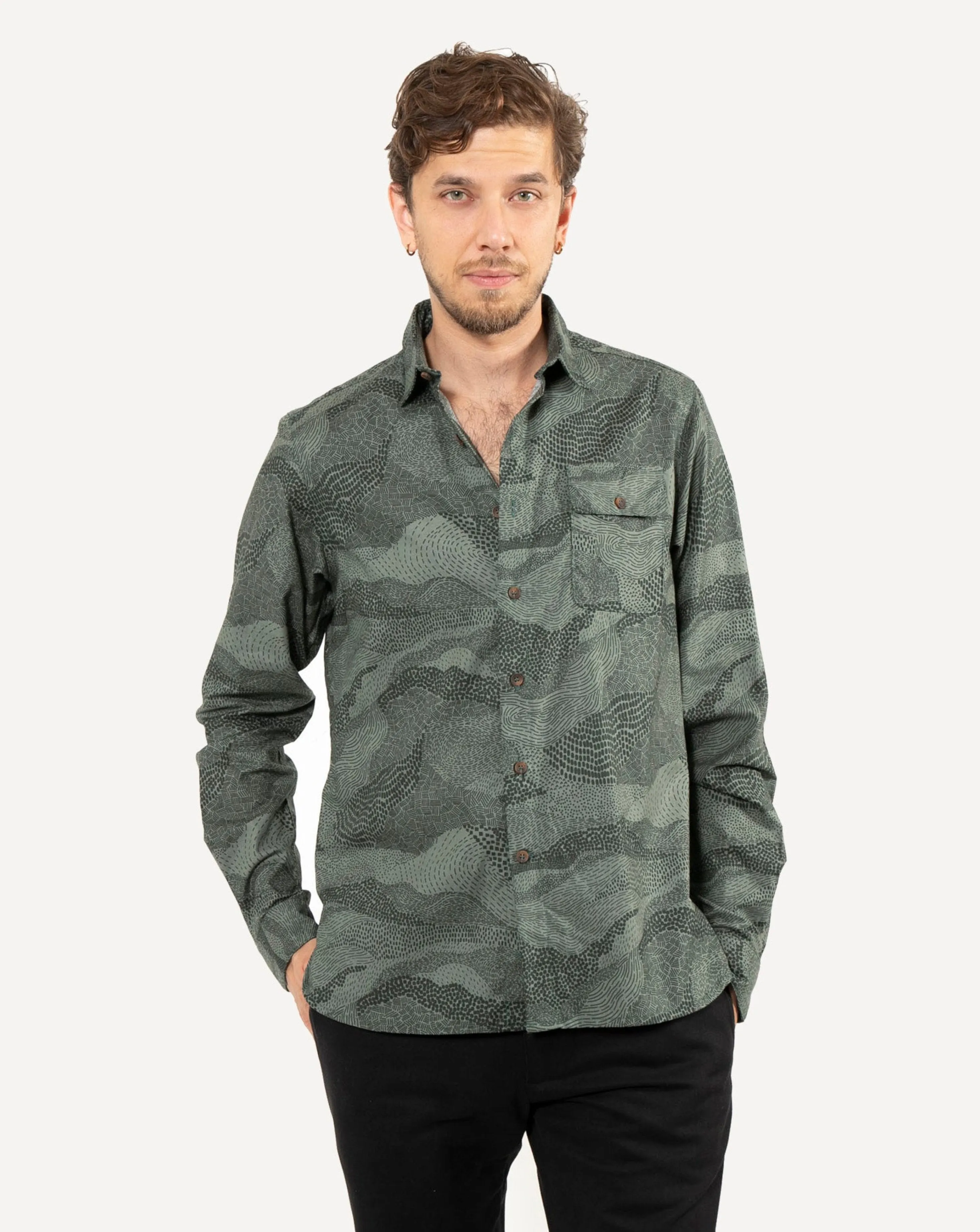 Long Sleeve Neuwirth Shirt | Evergreen Mountains sold by 18 Waits