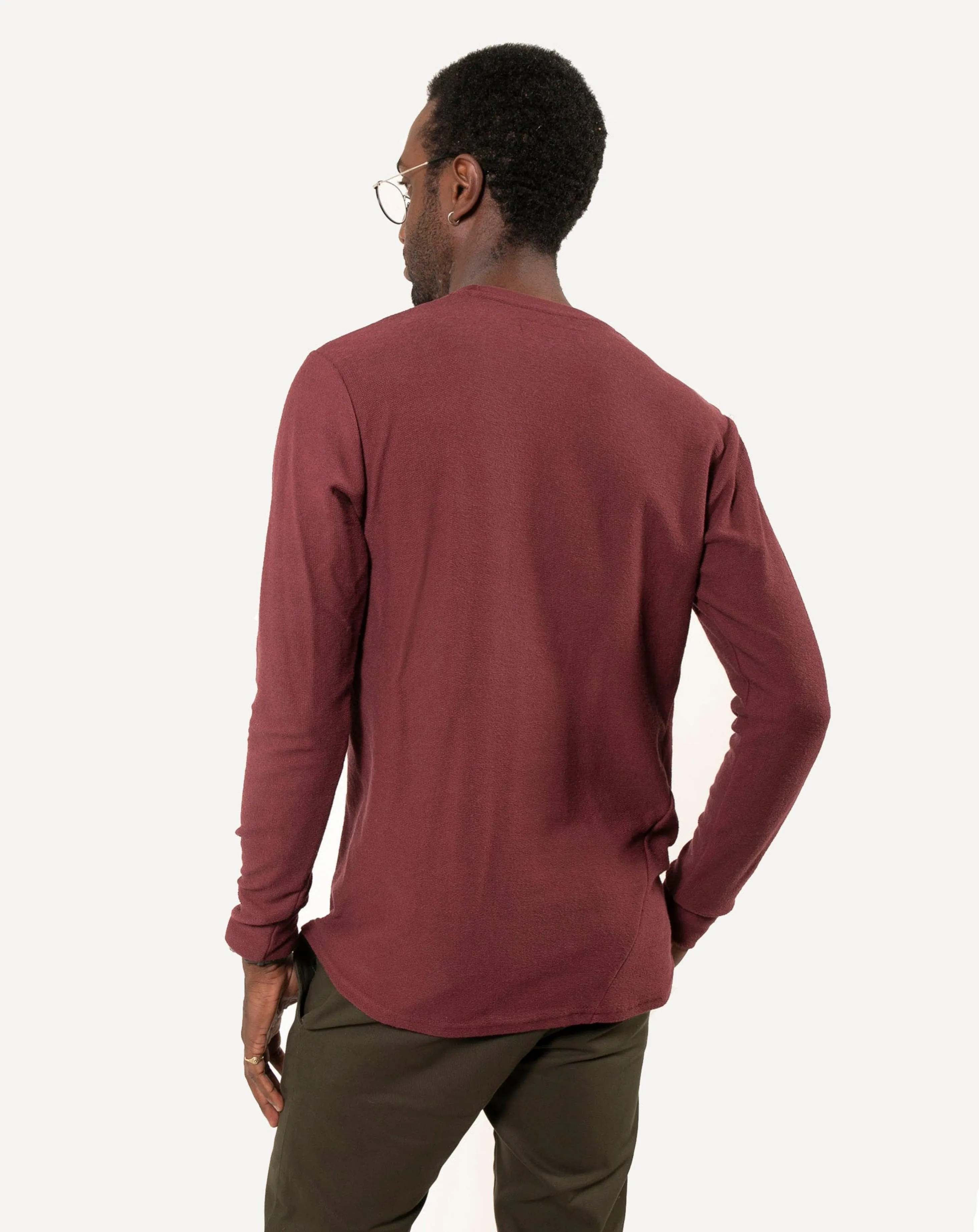 Long Sleeve Pocket Tee | Two-Tone Maroon Terry sold by 18 Waits product image thumbnail 3