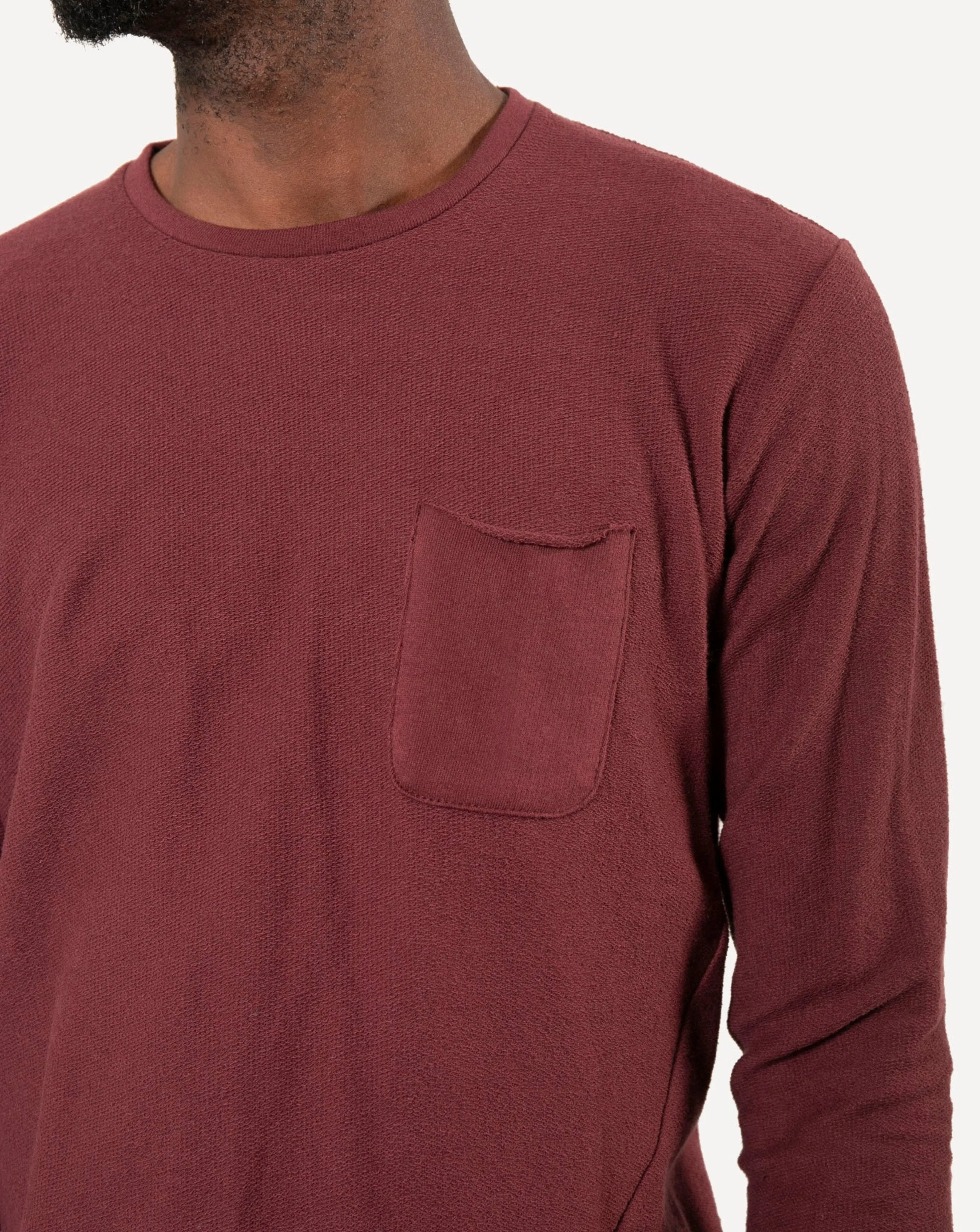 Long Sleeve Pocket Tee | Two-Tone Maroon Terry sold by 18 Waits product image thumbnail 4