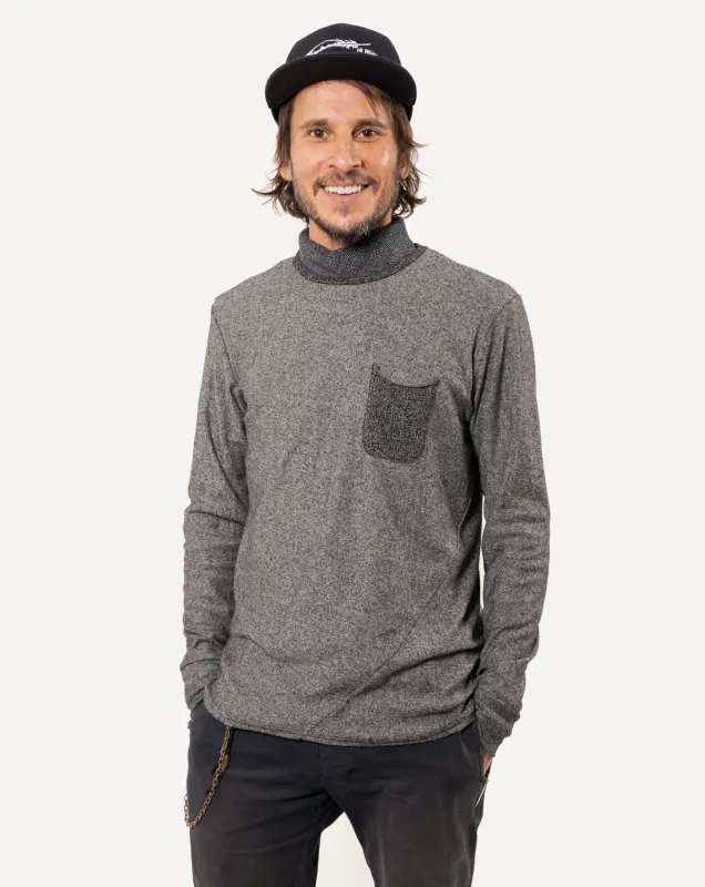 Long Sleeve Pocket Tee | Two-Tone B+W Fleece sold by 18 Waits