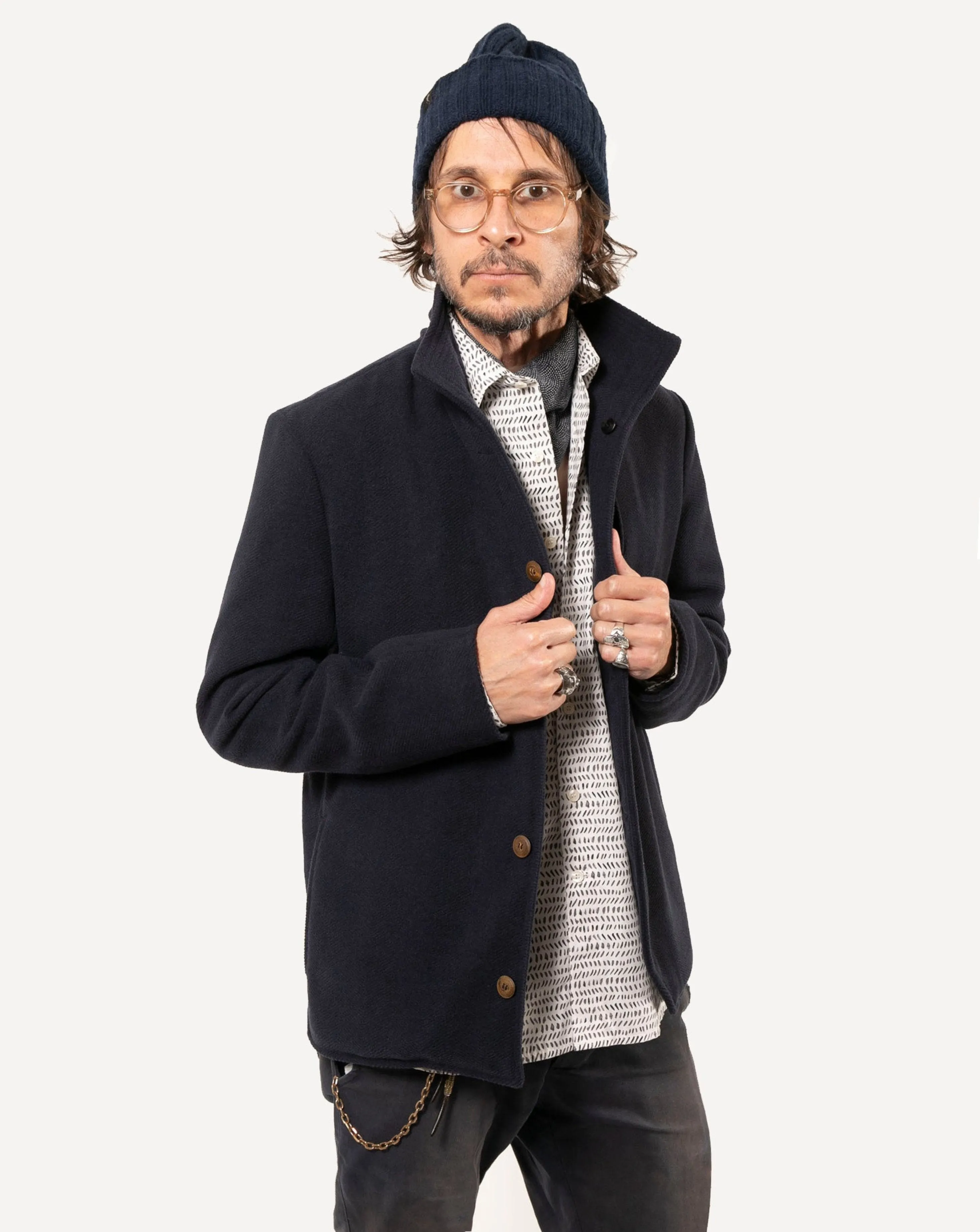 Baumer | Deep Sea Herringbone Wool sold by 18 Waits