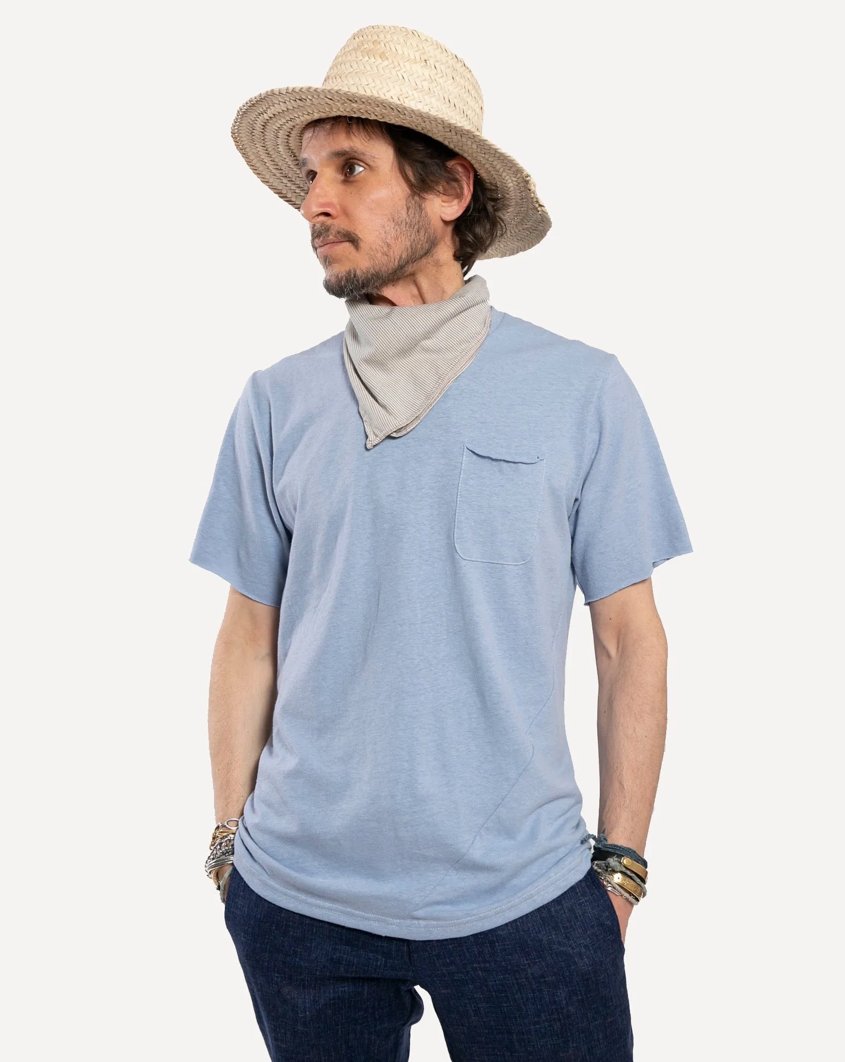 Short Sleeve Pocket Tee | Sky Blue Slub sold by 18 Waits product image thumbnail 3
