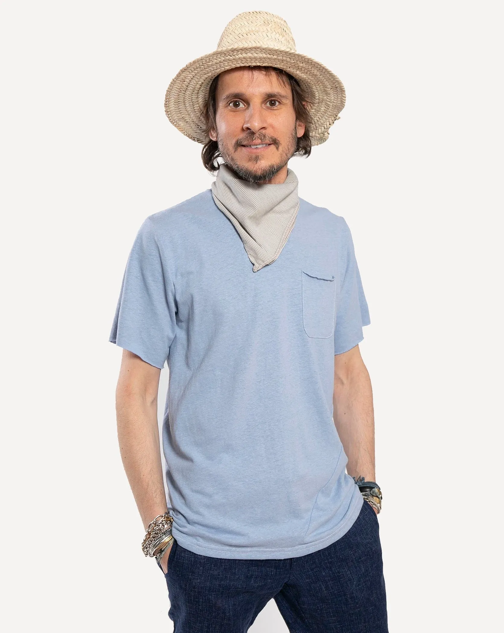 Short Sleeve Pocket Tee | Sky Blue Slub sold by 18 Waits