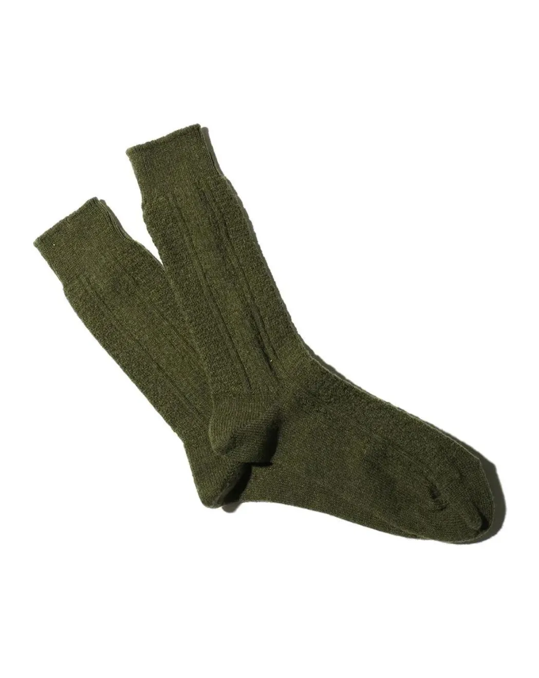 Anonymous Ism Socks | Wool Cashmere Links Crew - Olive sold by 18 Waits