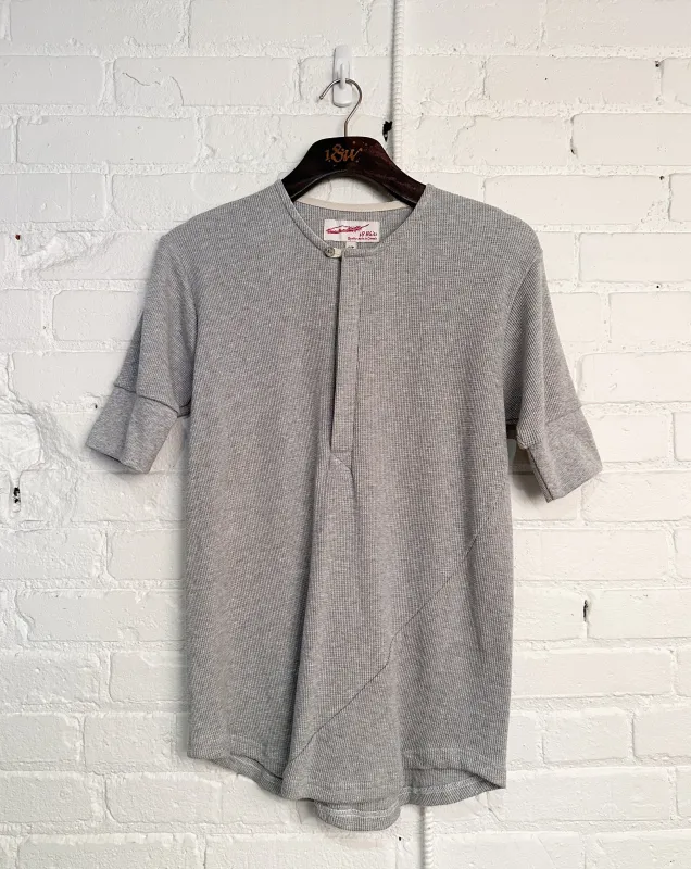 Vintage Hitchhiker Henley | Organic | Light Grey Micro Waffle sold by 18 Waits