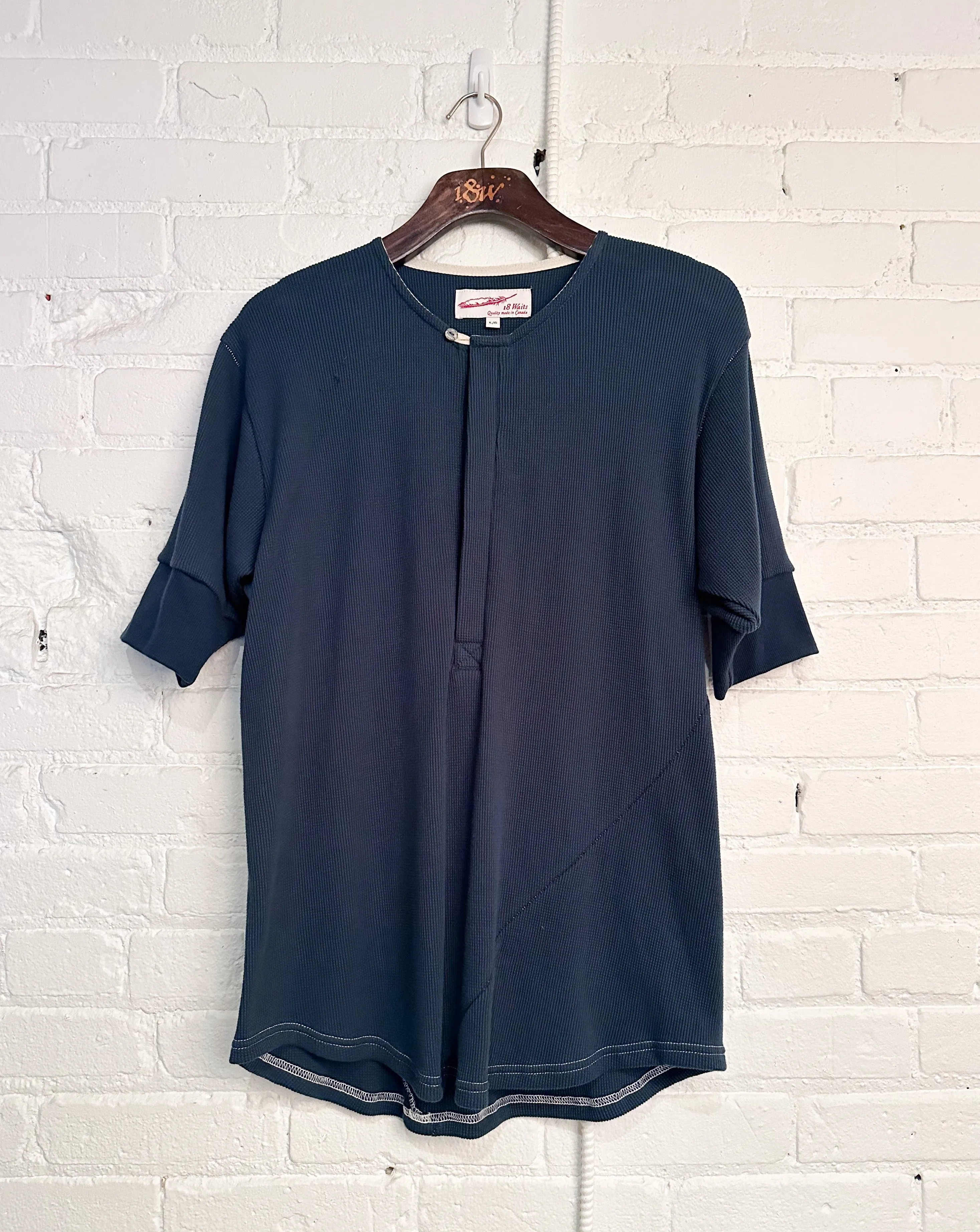 Vintage Hitchhiker Henley | Organic | Ultramarine Micro Waffle sold by 18 Waits