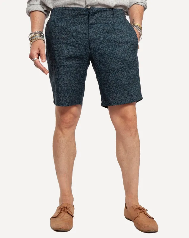 Signature Shorts | Flower Rounds - Faded Indigo sold by 18 Waits