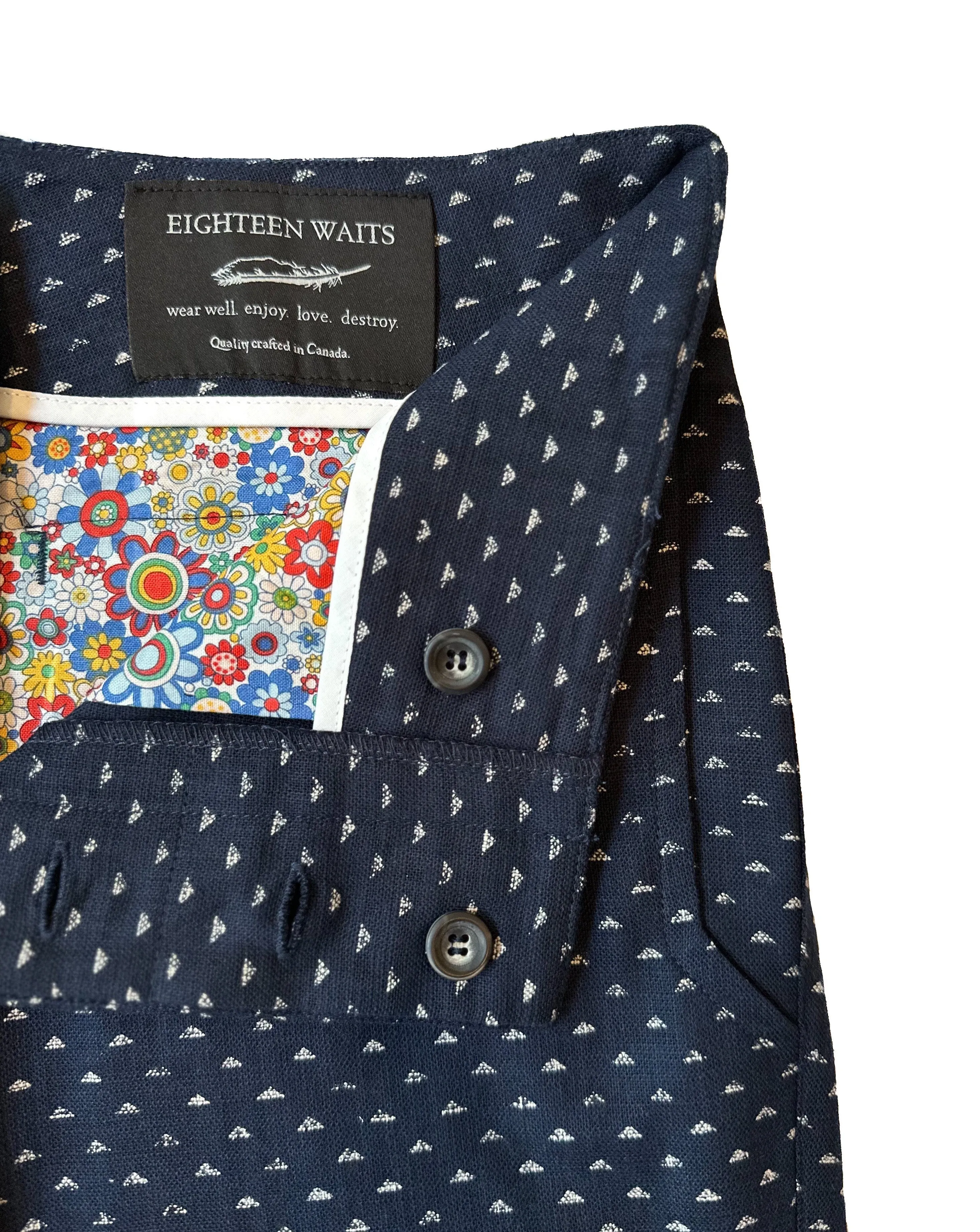 Signature Shorts | Indigo Triangles sold by 18 Waits product image thumbnail 5