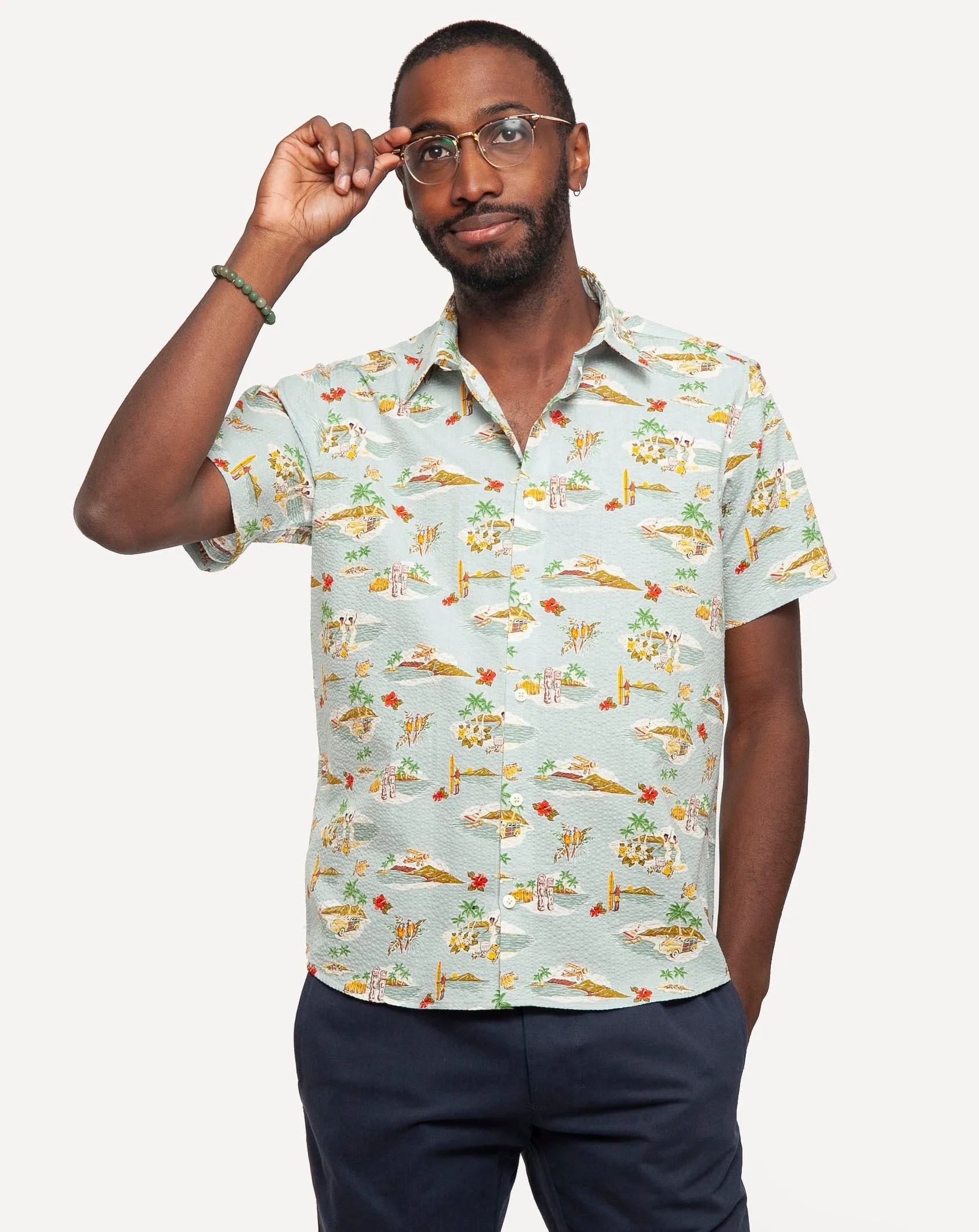 Short Sleeve Dylan Shirt | Aloha - Light Blue sold by 18 Waits