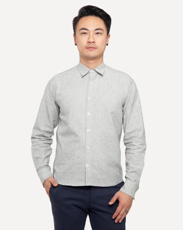 Long Sleeve Dylan Shirt | Indigo Linen Hatches sold by 18 Waits