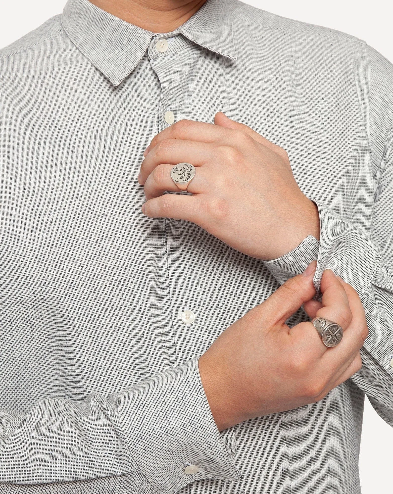 Long Sleeve Dylan Shirt | Indigo Linen Hatches sold by 18 Waits product image thumbnail 4