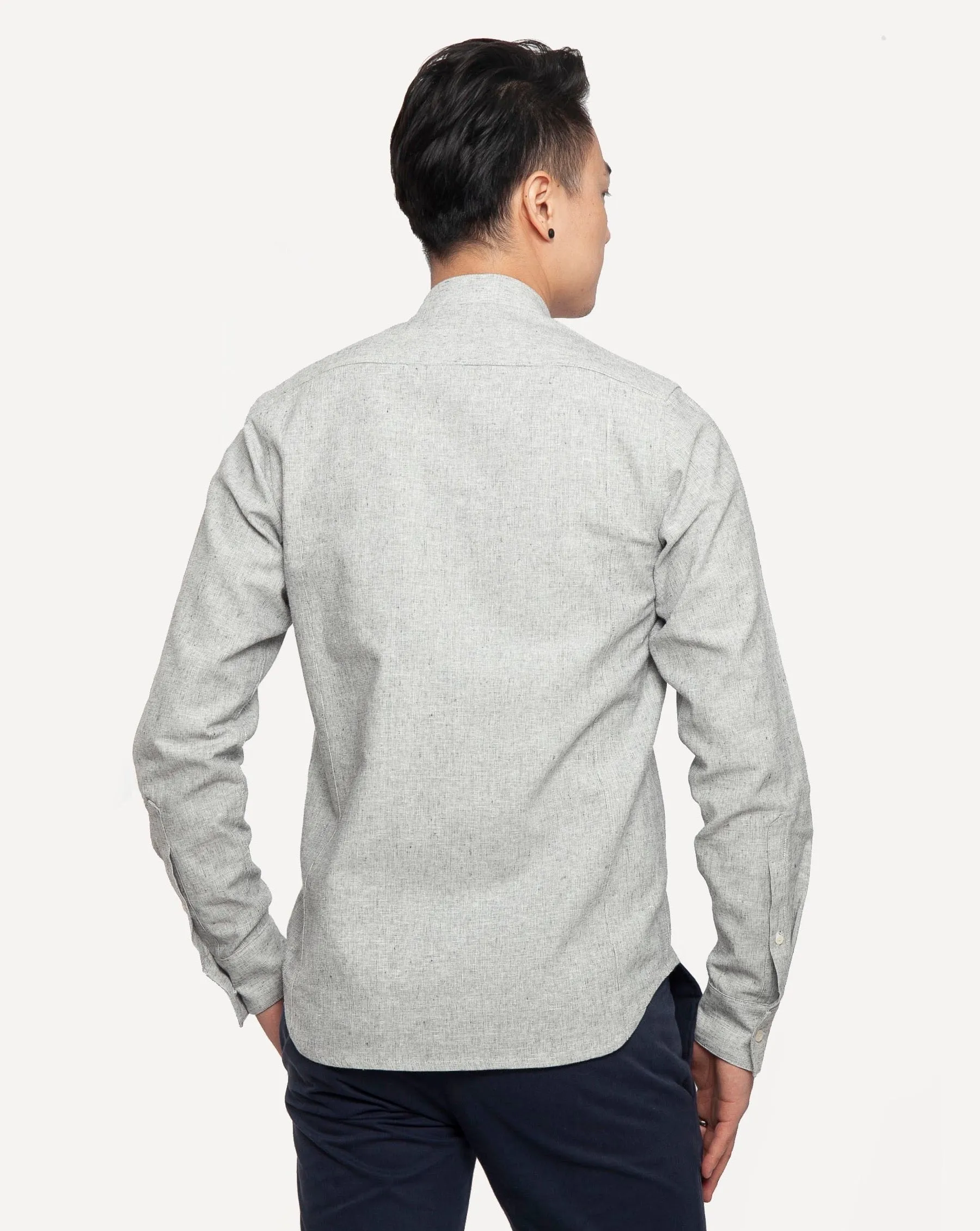 Long Sleeve Dylan Shirt | Indigo Linen Hatches sold by 18 Waits product image thumbnail 3
