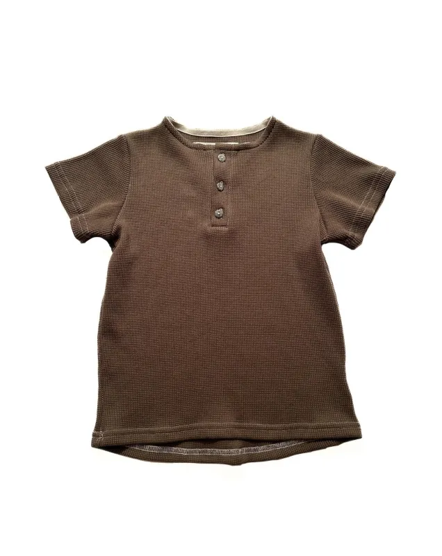 Henley | Organic | Khaki Micro Waffle sold by 18 Waits