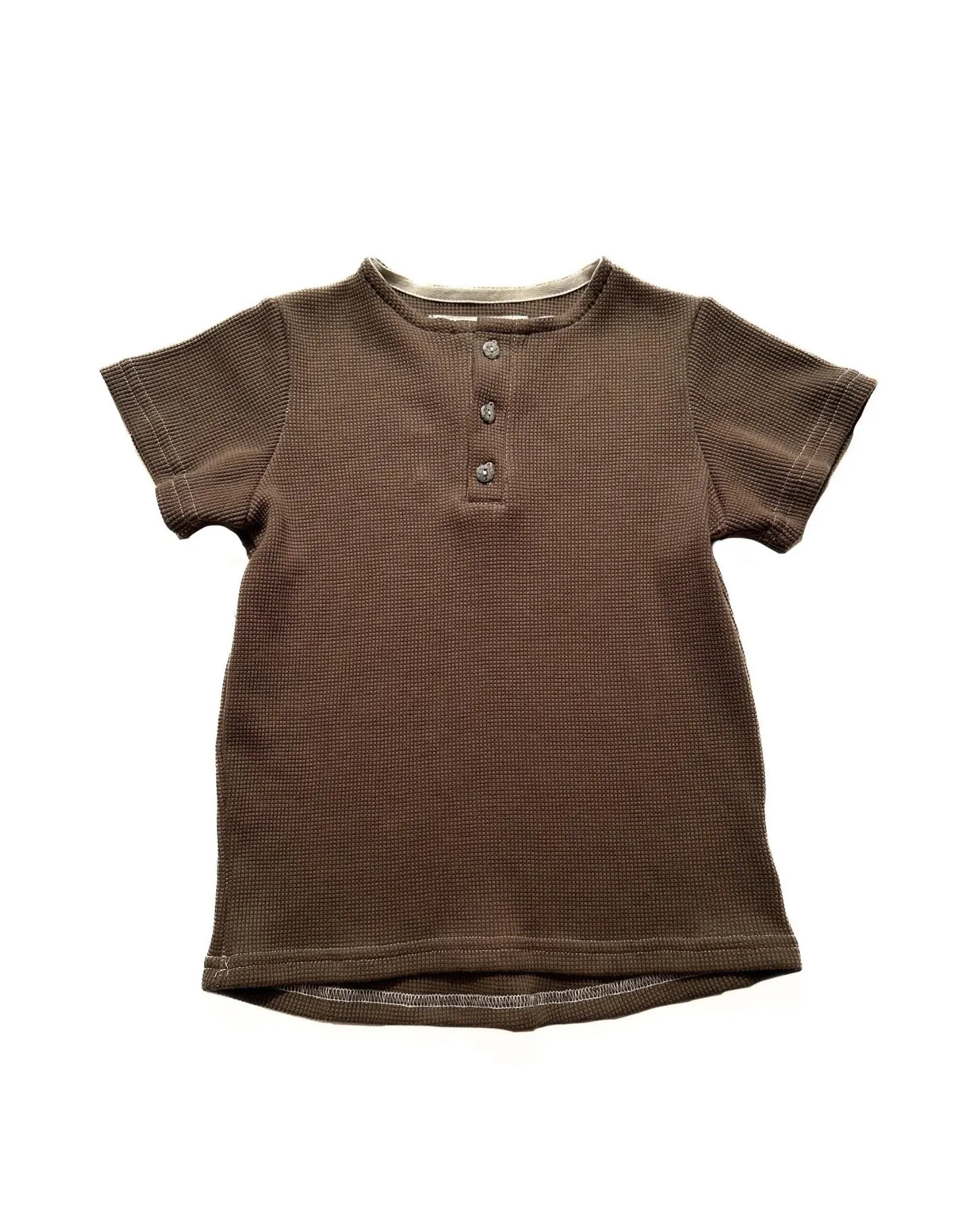 Henley | Organic | Khaki Micro Waffle sold by 18 Waits
