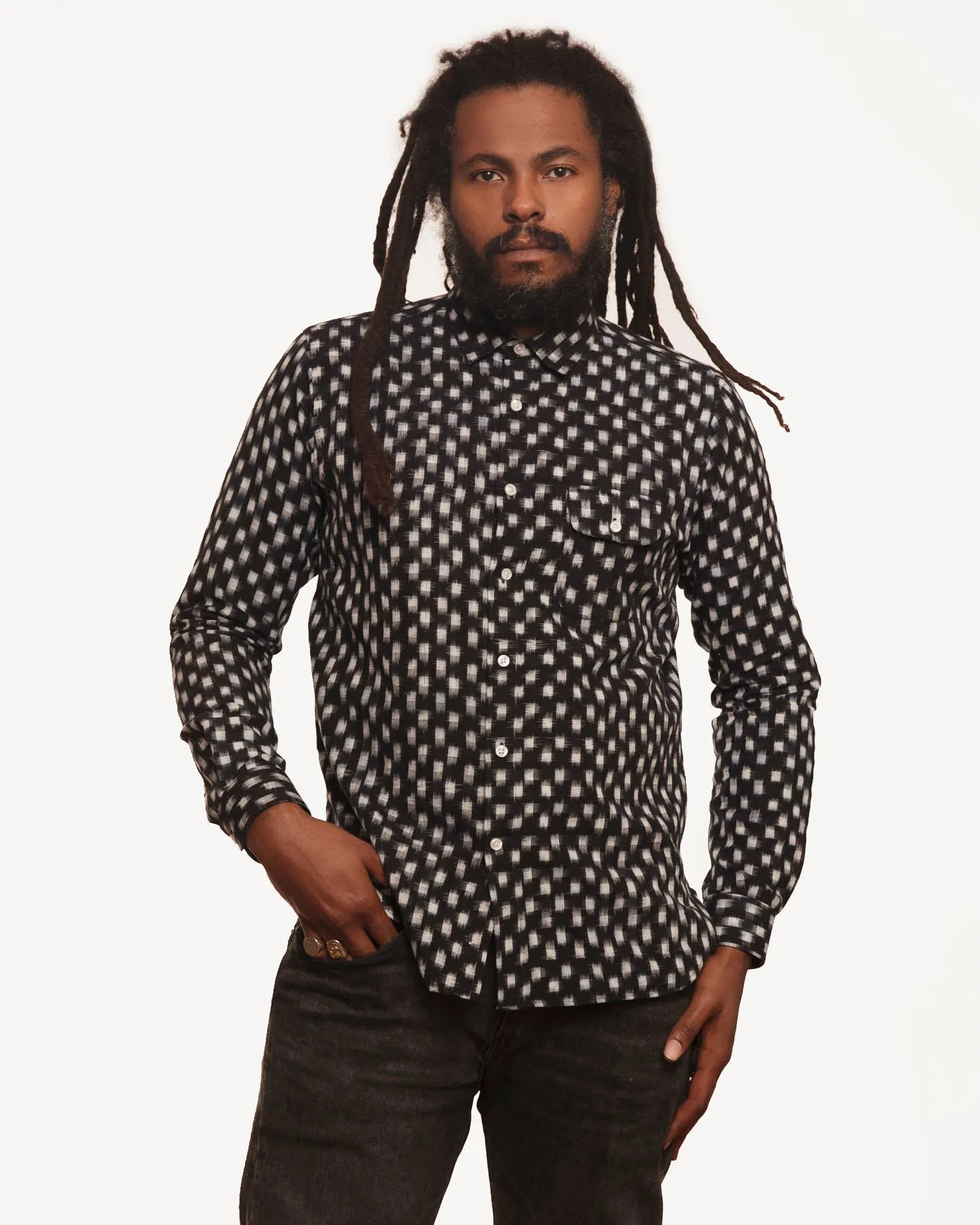 Long Sleeve Neuwirth Shirt | Black Tracer Dots sold by 18 Waits