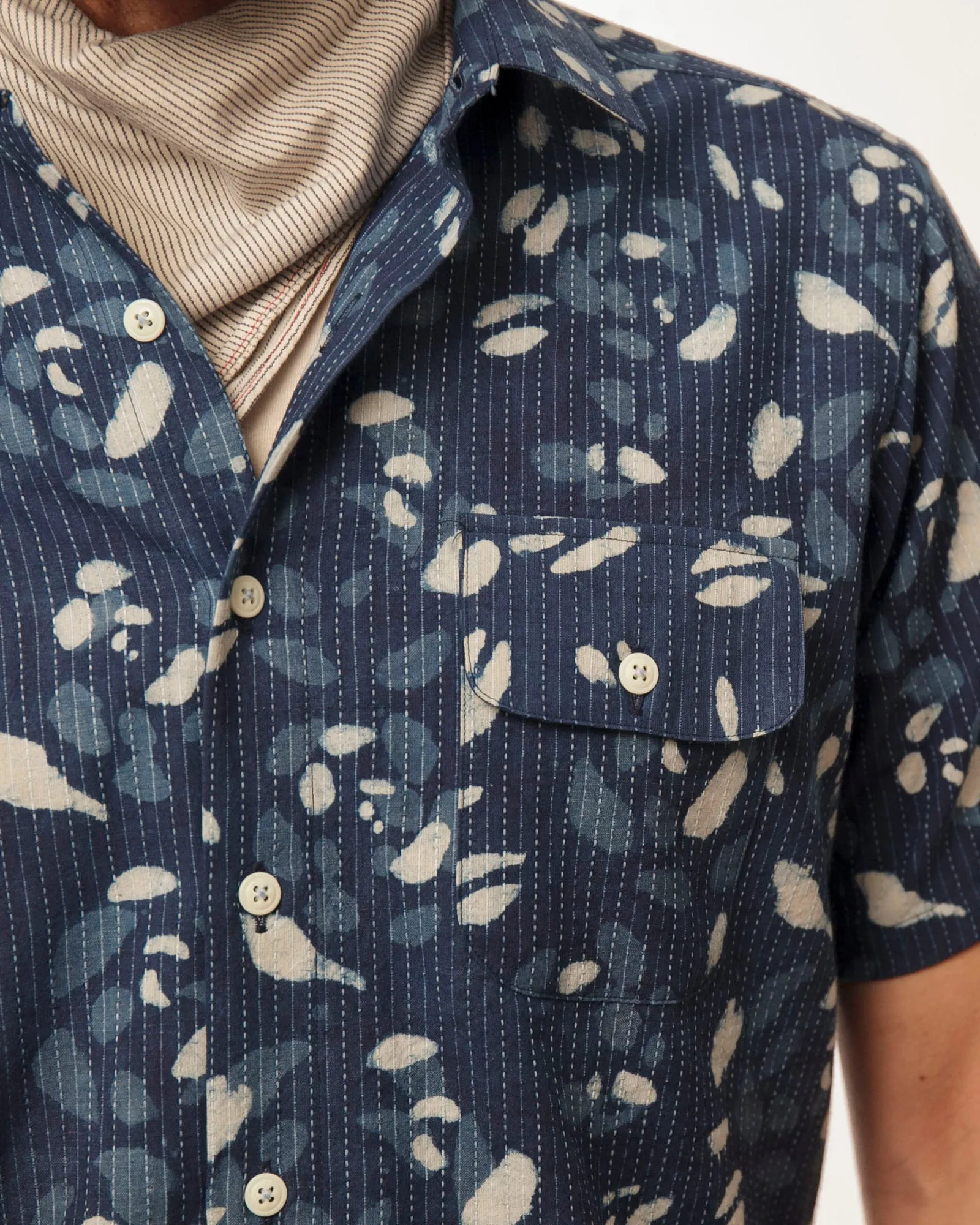 Short Sleeve Neuwirth Shirt | Indigo Blossom Stitch sold by 18 Waits product image thumbnail 4