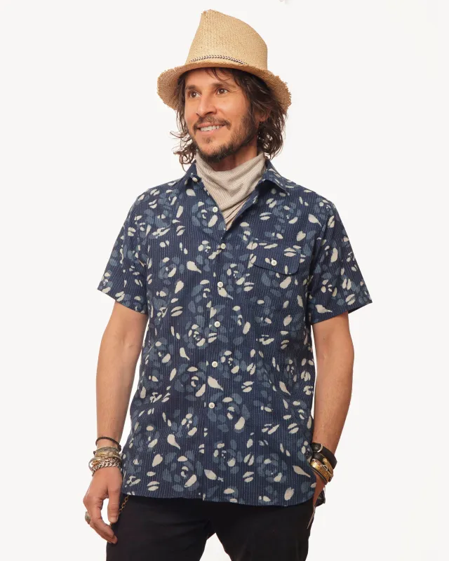Short Sleeve Neuwirth Shirt | Indigo Blossom Stitch sold by 18 Waits