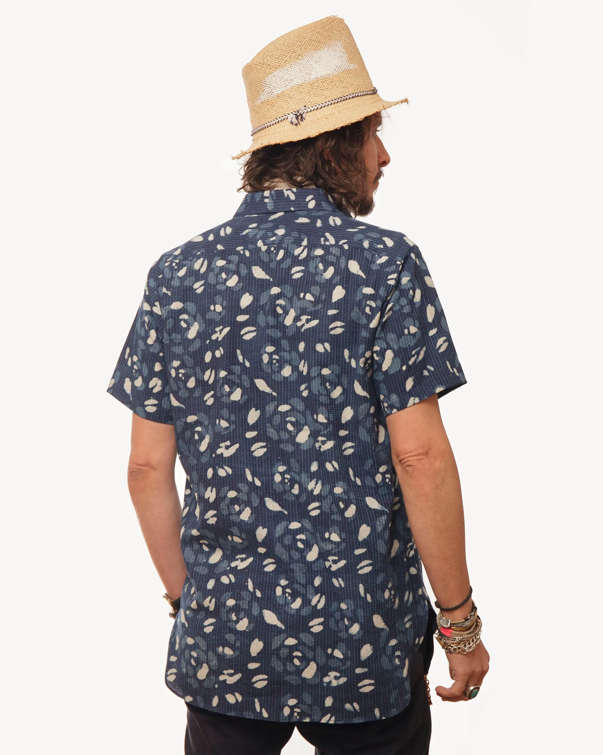 Short Sleeve Neuwirth Shirt | Indigo Blossom Stitch sold by 18 Waits product image thumbnail 3