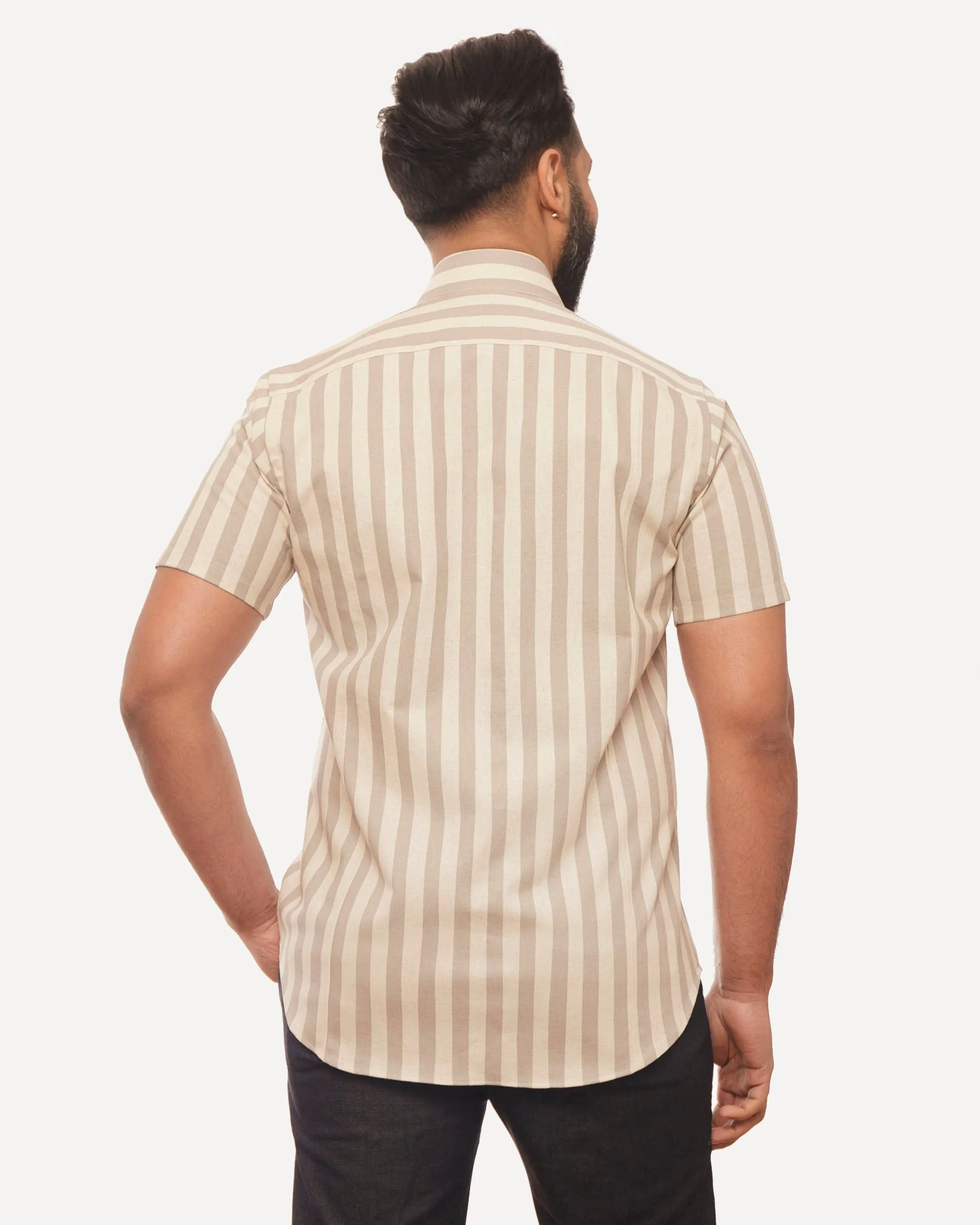 Short Sleeve Dylan Shirt | Tipsy Sailor Stripes (Grey) sold by 18 Waits product image thumbnail 3
