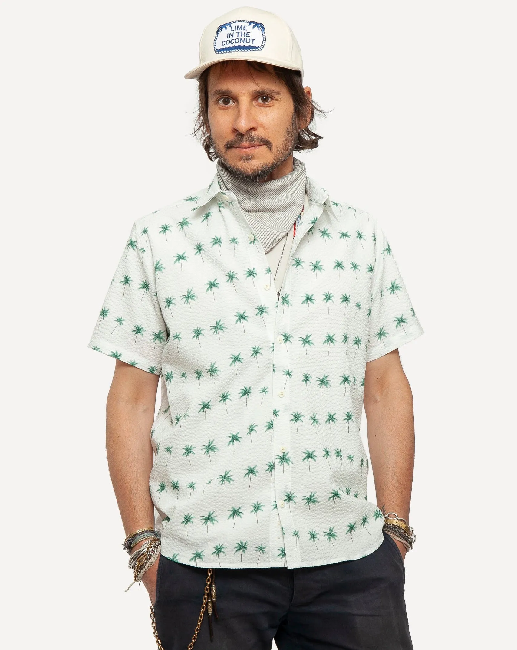 Short Sleeve Dylan | Seersucking Palms - White sold by 18 Waits