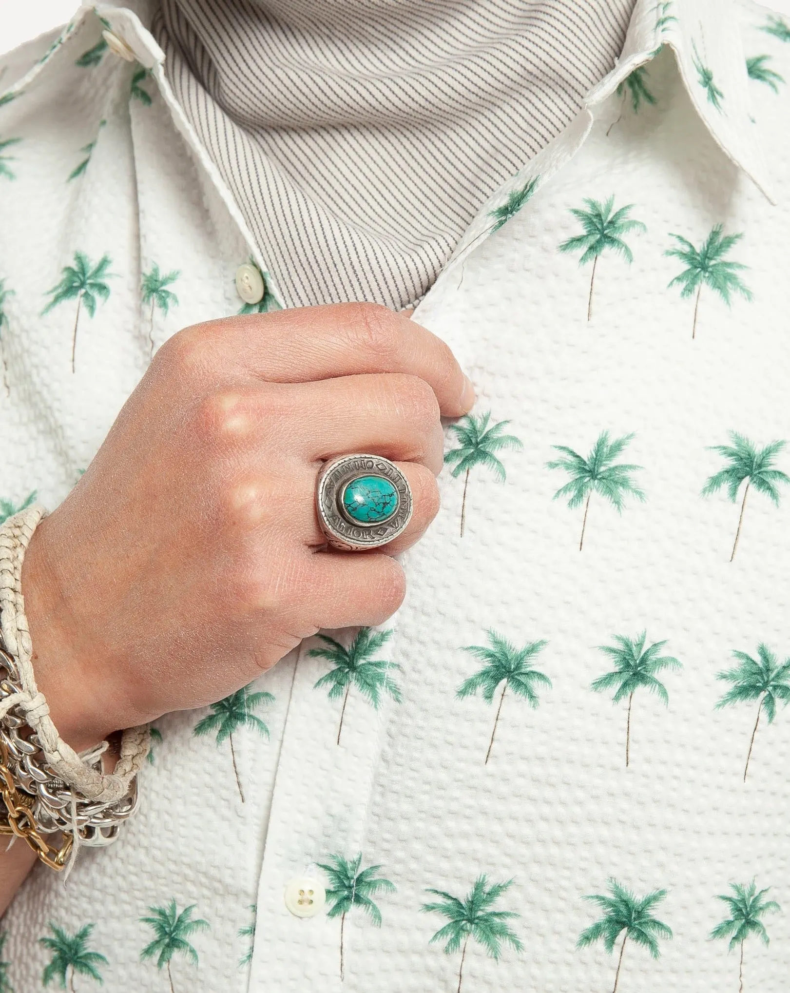 Short Sleeve Dylan | Seersucking Palms - White sold by 18 Waits product image thumbnail 4