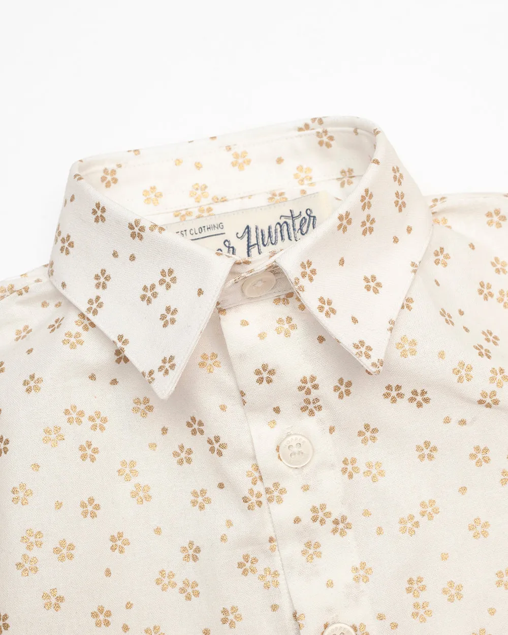 Long Sleeve Shirt | White Golden Flowers sold by 18 Waits product image thumbnail 2