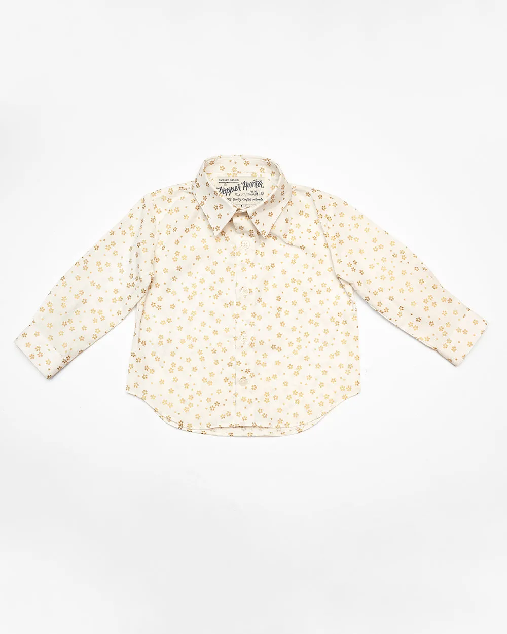 Long Sleeve Shirt | White Golden Flowers sold by 18 Waits