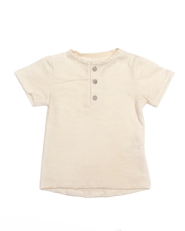 Summer Henley | Natural Slub Jersey sold by 18 Waits