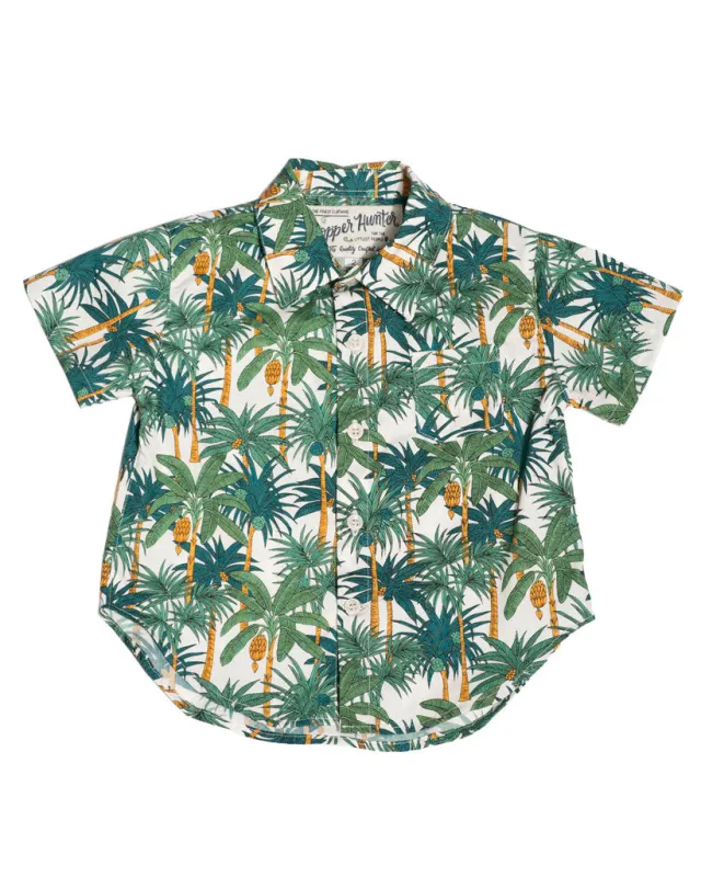 Short Sleeve Shirt | White Jungle Palms sold by 18 Waits
