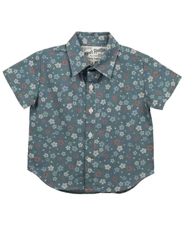 Short Sleeve Shirt | Blue Wildflowers sold by 18 Waits