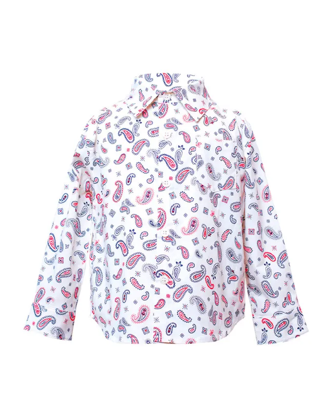 Long Sleeve Shirt | White Paisley sold by 18 Waits