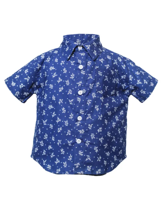 Short Sleeve Shirt | Indigo Floral sold by 18 Waits