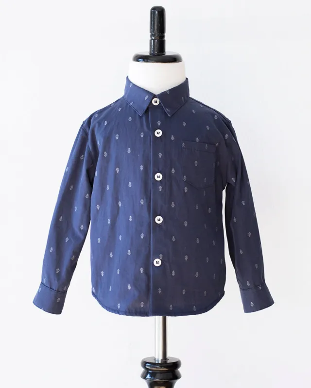 Long Sleeve Shirt | Navy Anchors sold by 18 Waits