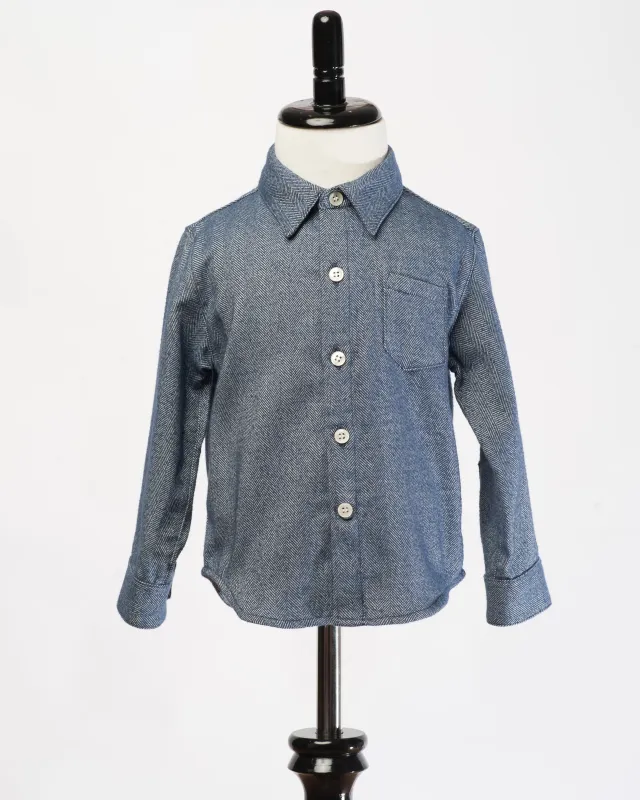 Long Sleeve Shirt | Navy Herringbone Flannel sold by 18 Waits