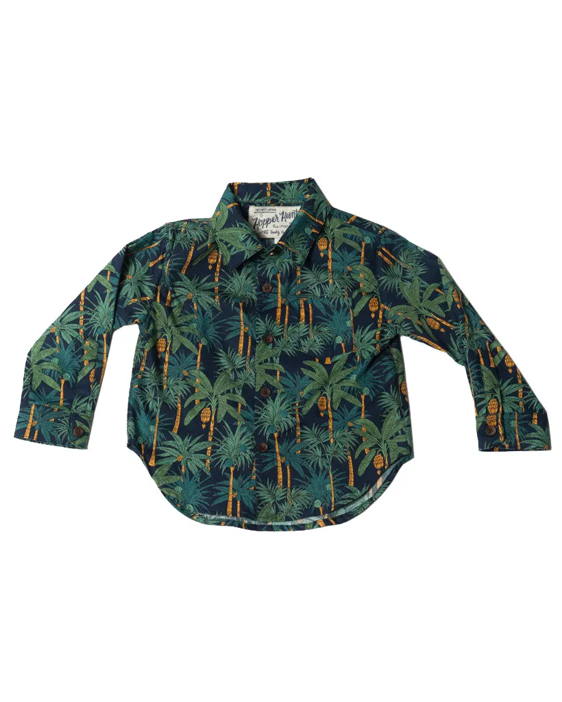 Long Sleeve Shirt | Navy Jungle Palms sold by 18 Waits